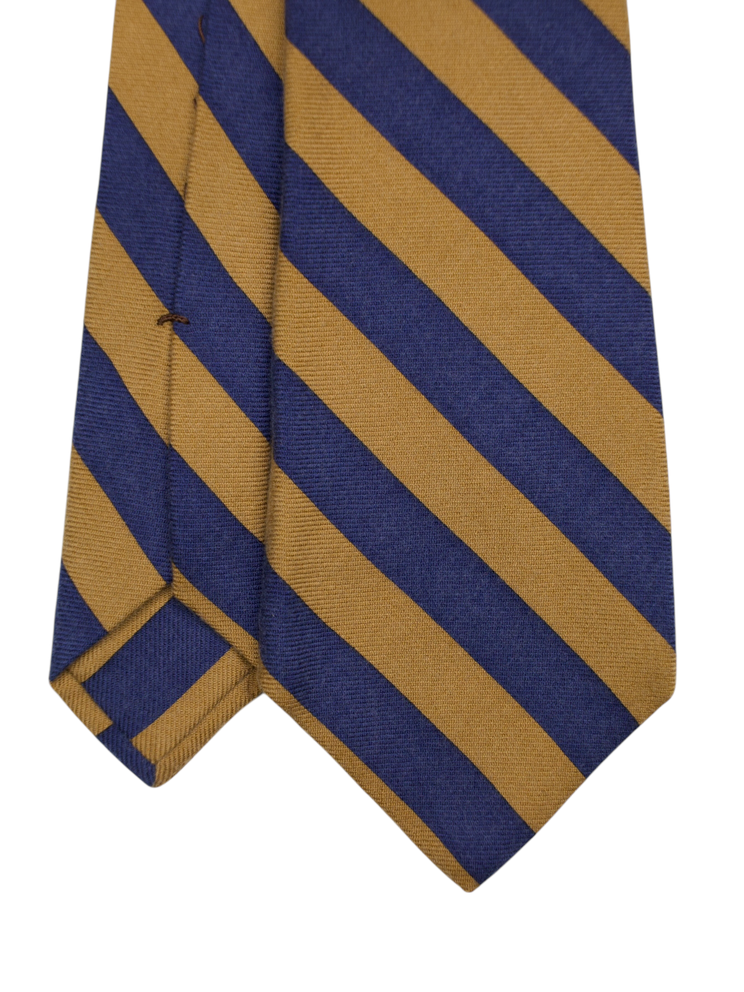 Kiton 5-Fold Mocca Brown & Navy Pure Cashmere Striped Tie