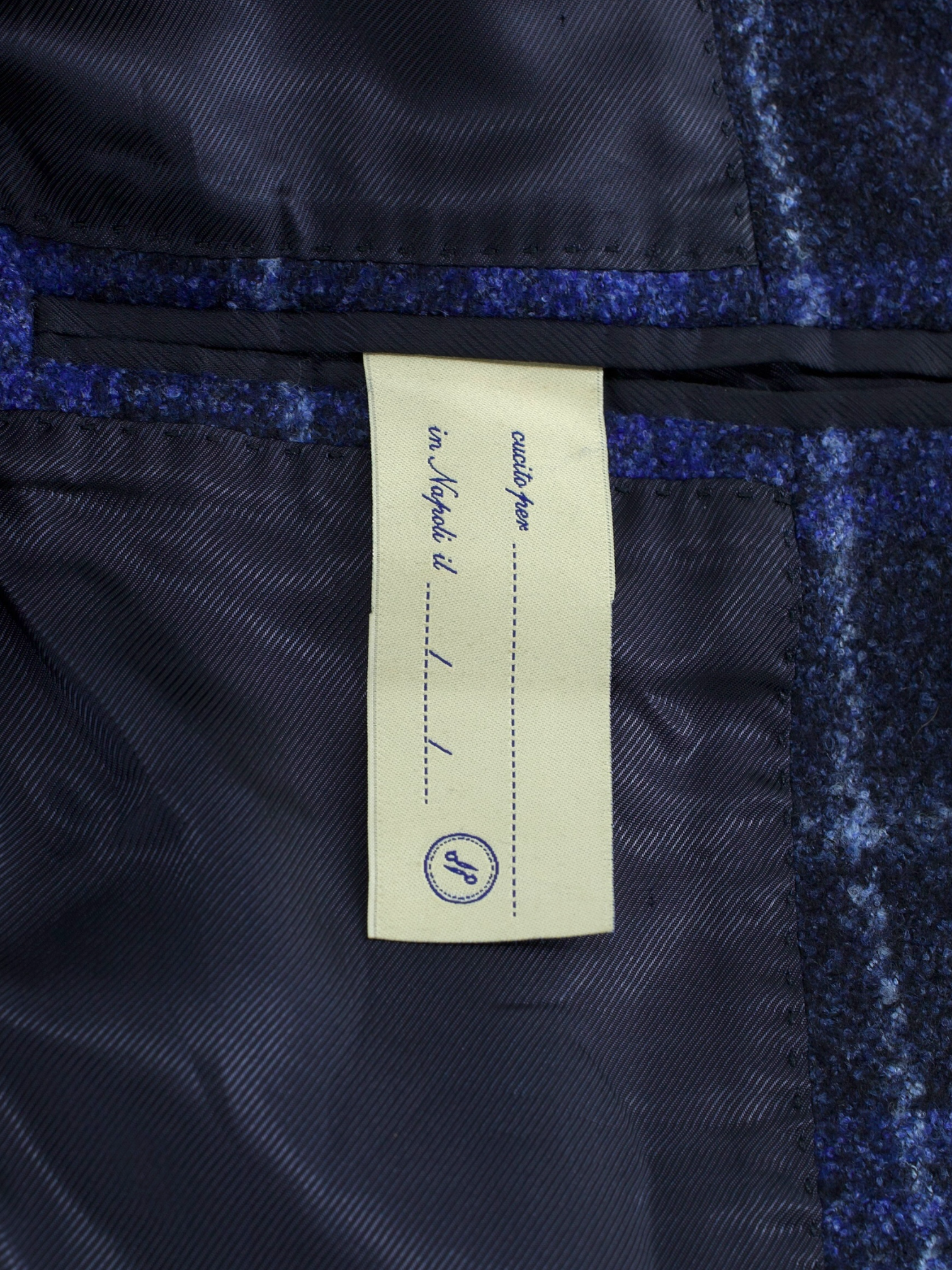 De Petrillo Dark Blue Wool, Stretch, Silk & Linen Tartan Check Jacket