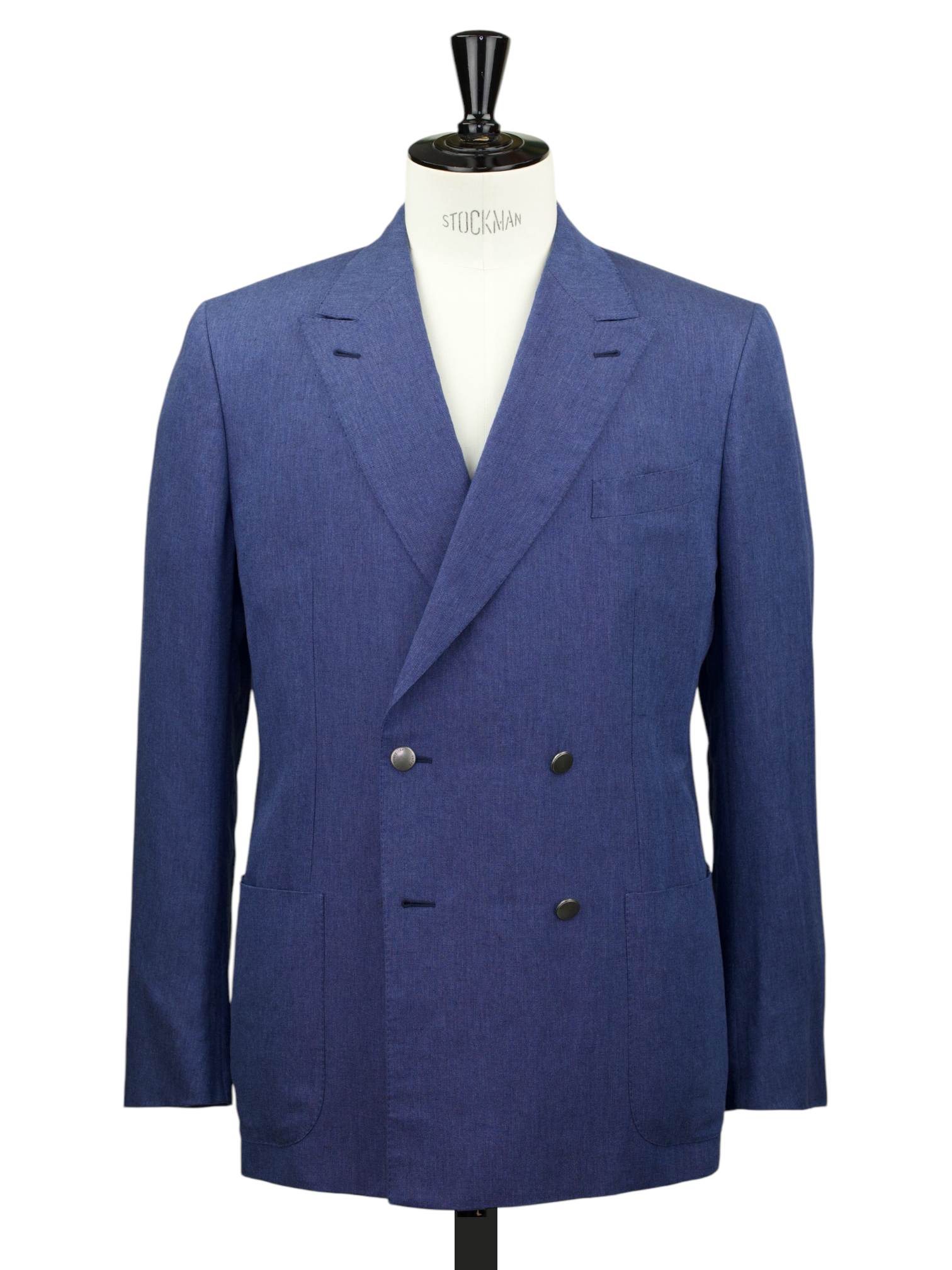 Ermenegildo Zegna Denim Blue Silk & Linen Double Breasted "Zero Weight" Jacket