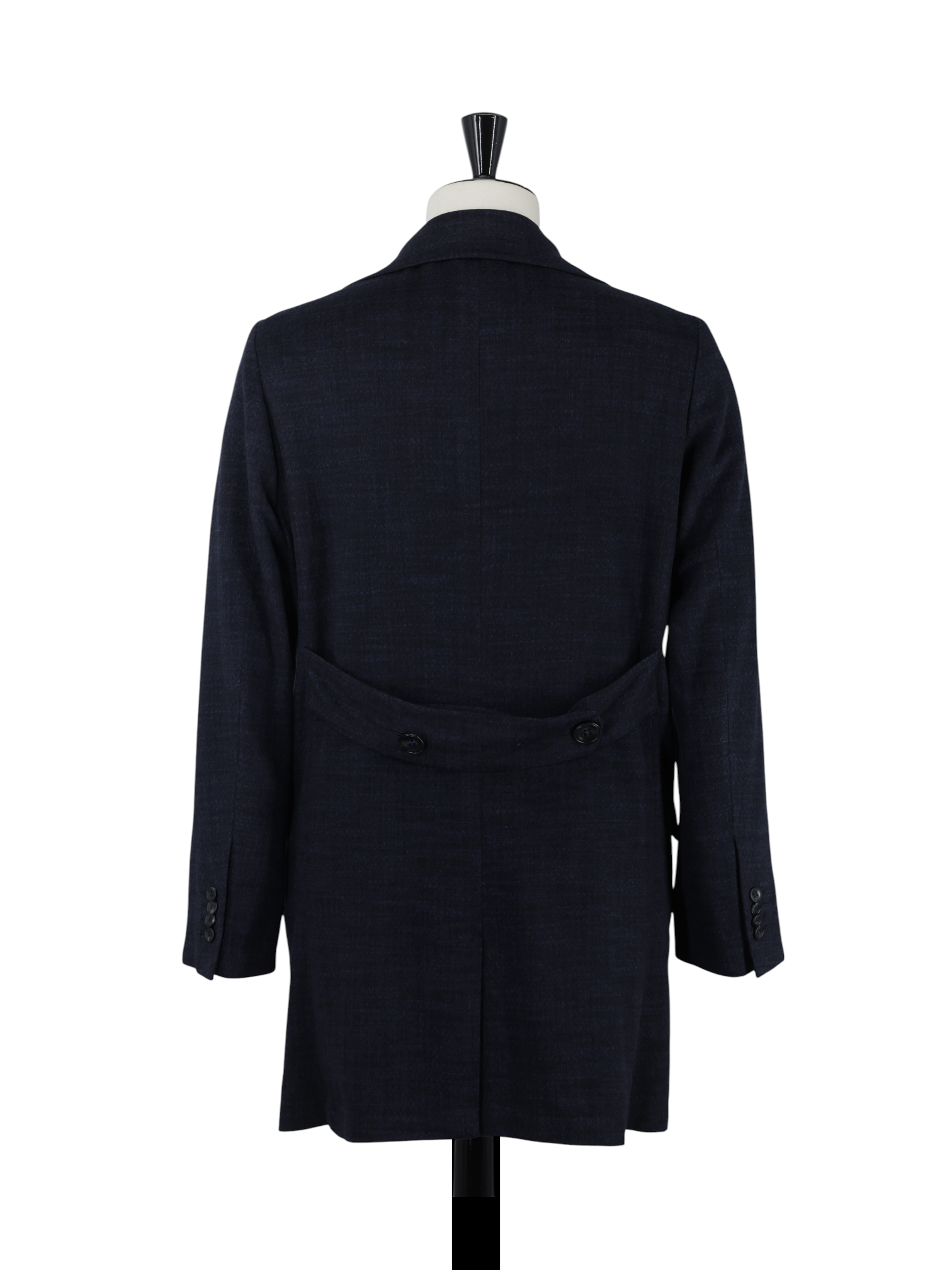 Kiton Navy Pure Cashmere Double-Breasted Shadow-Check Overcoat