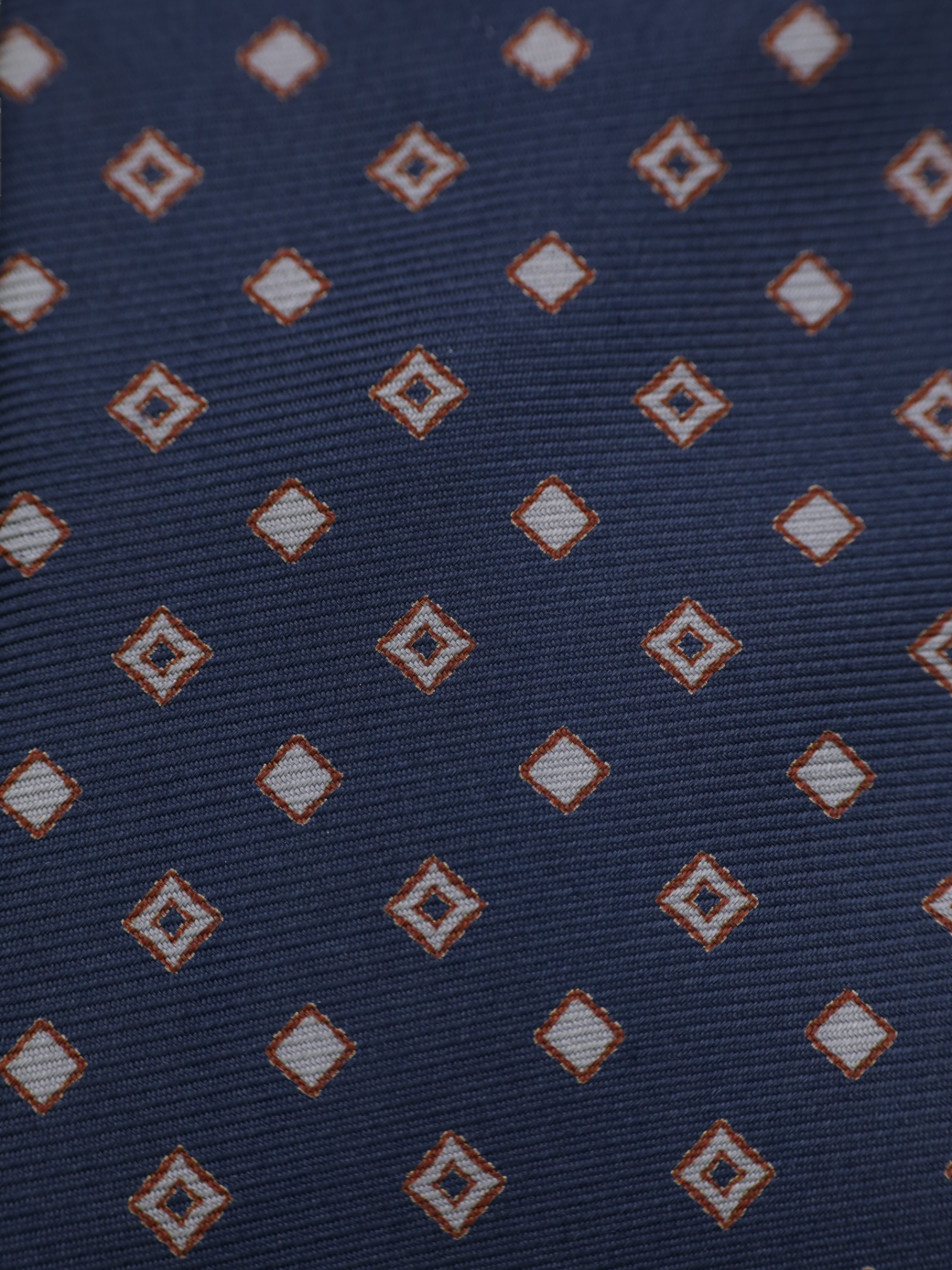 Kiton 5-Fold Dark Blue & Red Silk Diamond Pattern Tie