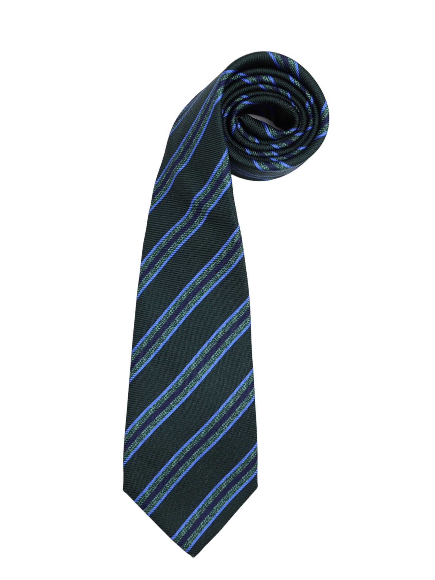 Kiton 5-Fold Forest Green Club Stripe Tie