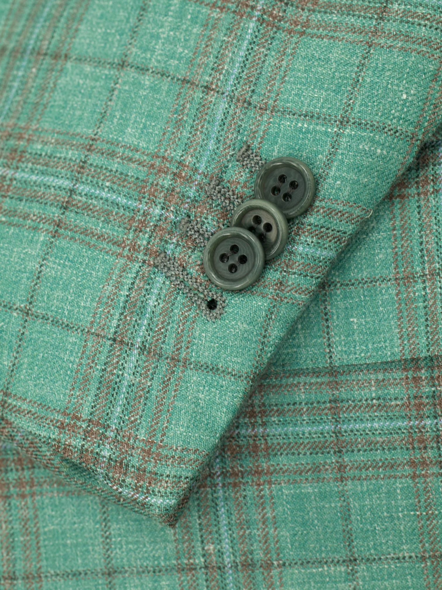 Kiton Mint Green Cashmere, Silk & Linen Tartan Jacket