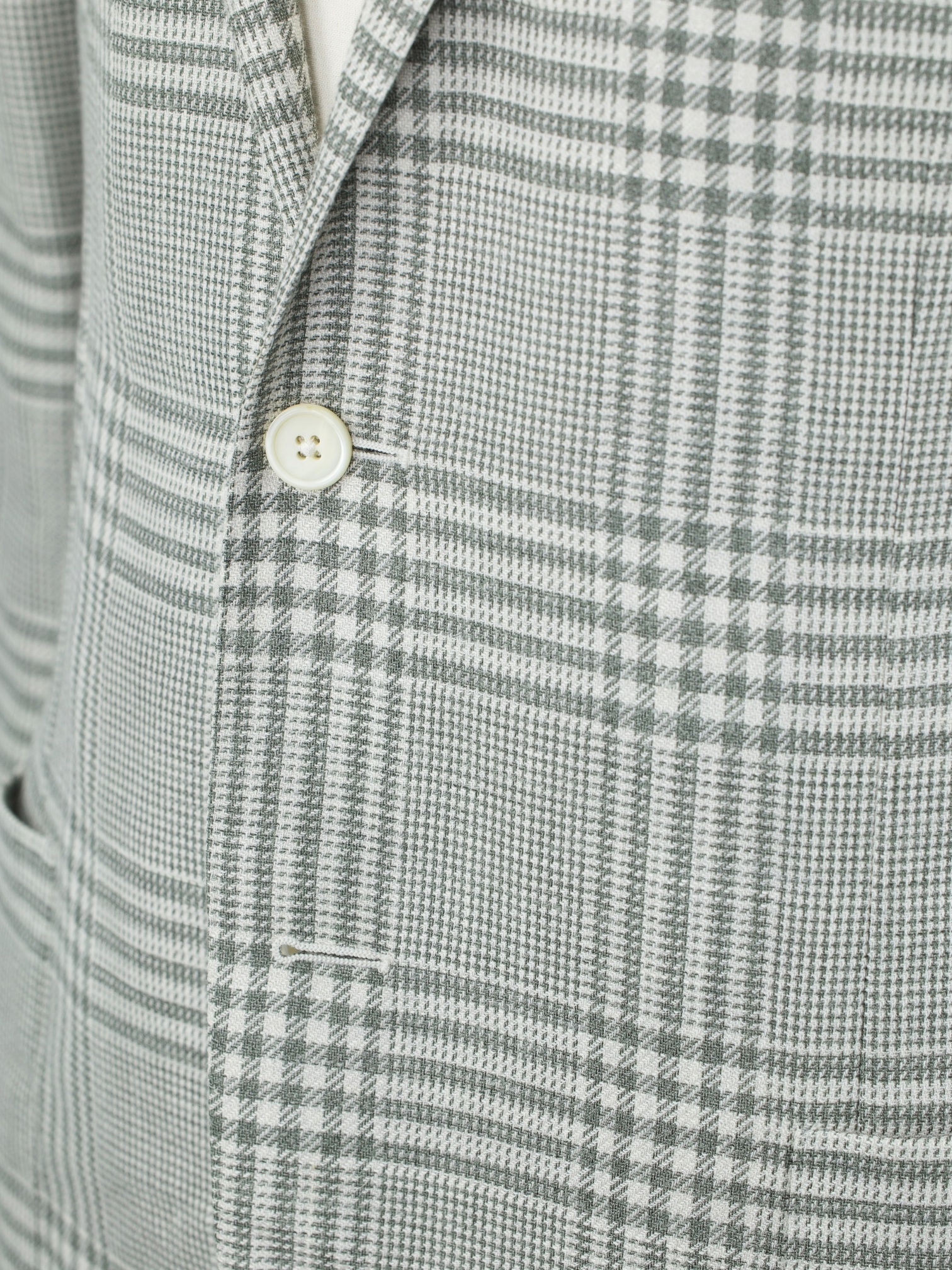 Corneliani Muted Green Wool, Silk & Linen Glenplaid Jacket