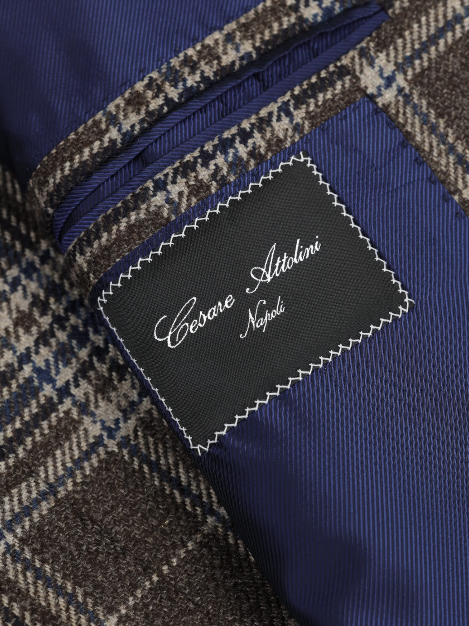 Cesare Attolini Brown & Petrol Pure Cashmere Tartan-Check Jacket