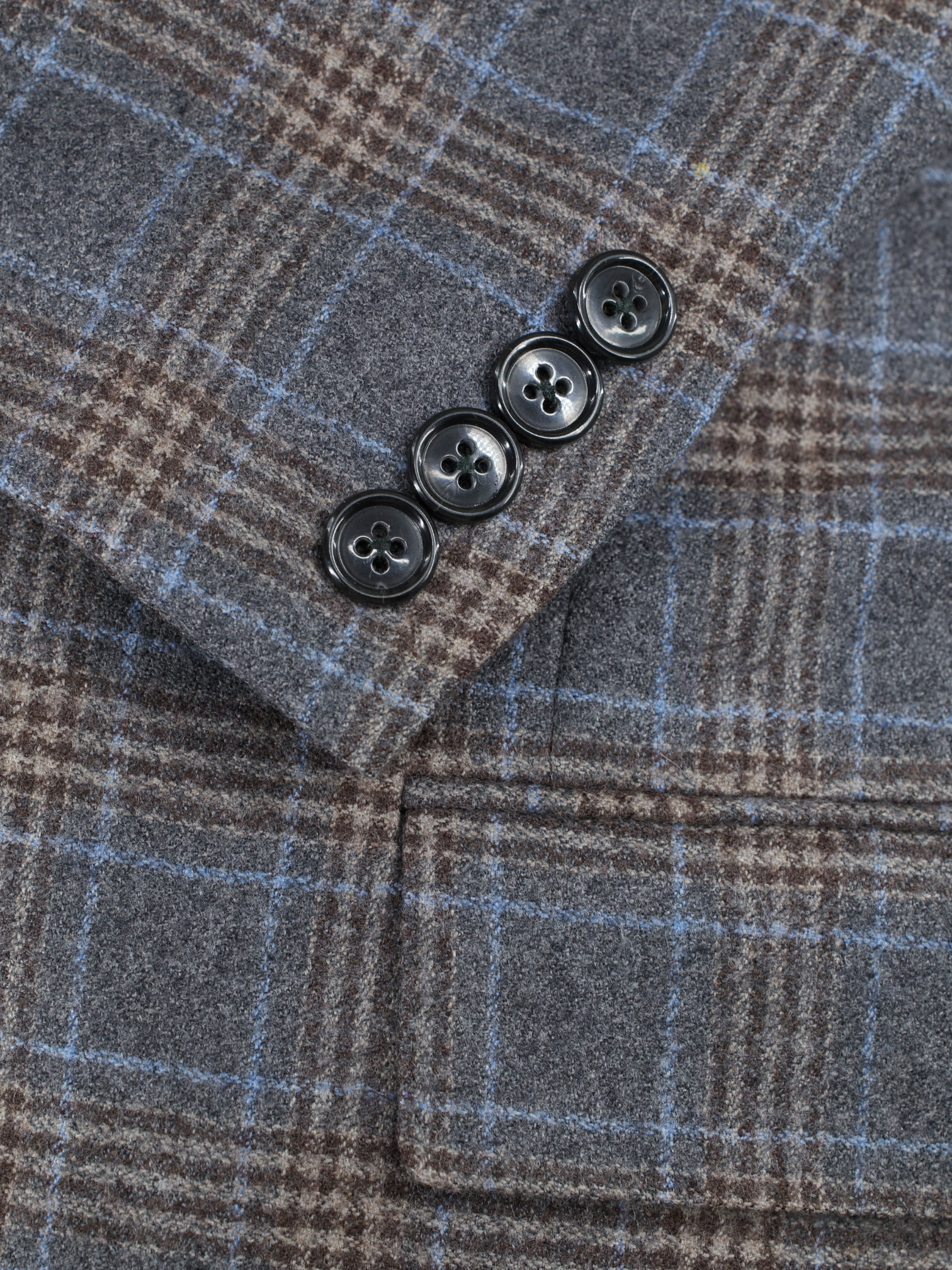 Corneliani Brown & Light Blue Wool-Flannel Overcheck Jacket