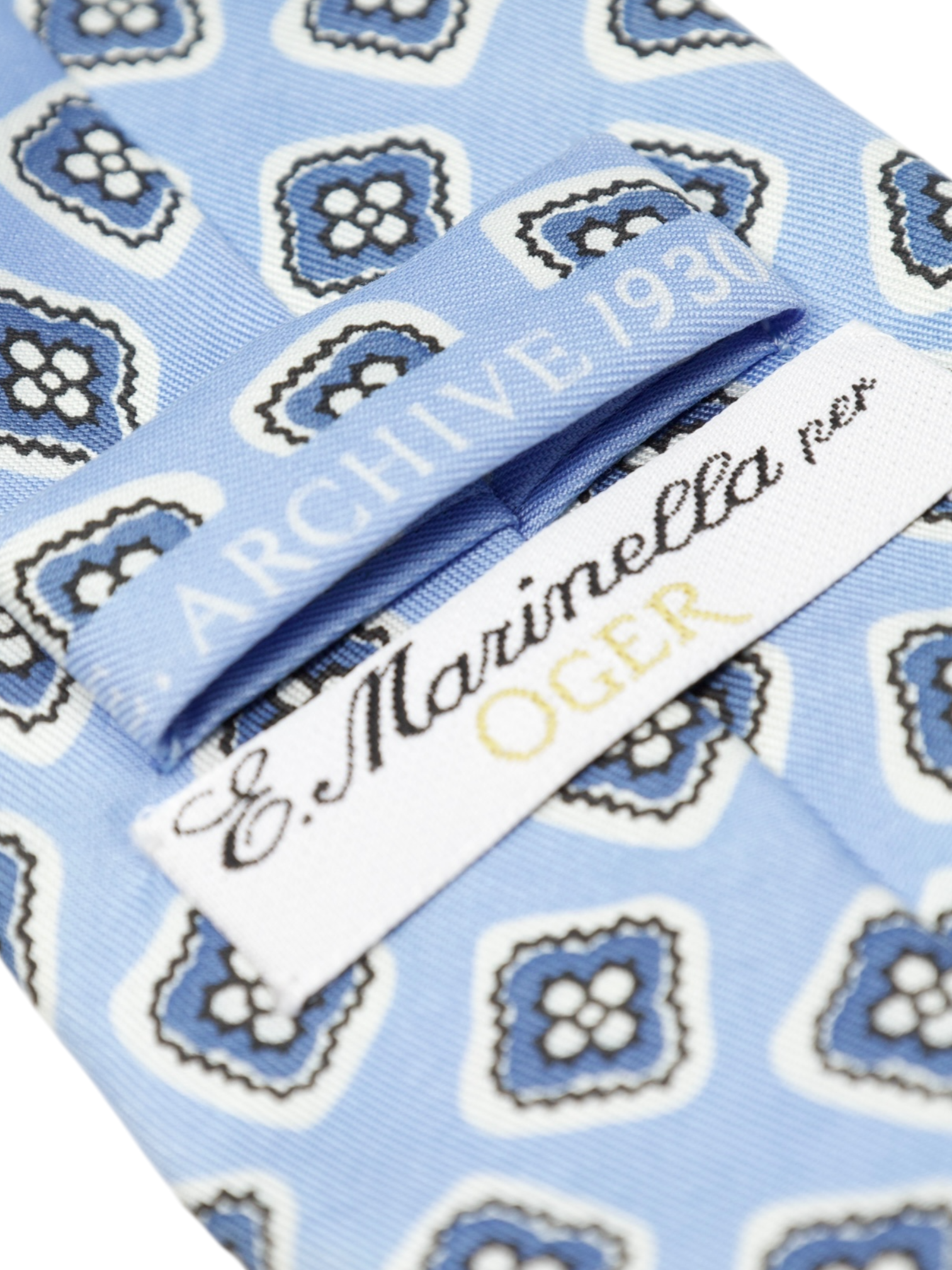 E. Marinella 7-Fold Light Blue Floral Hand-Rolled Silk Tie