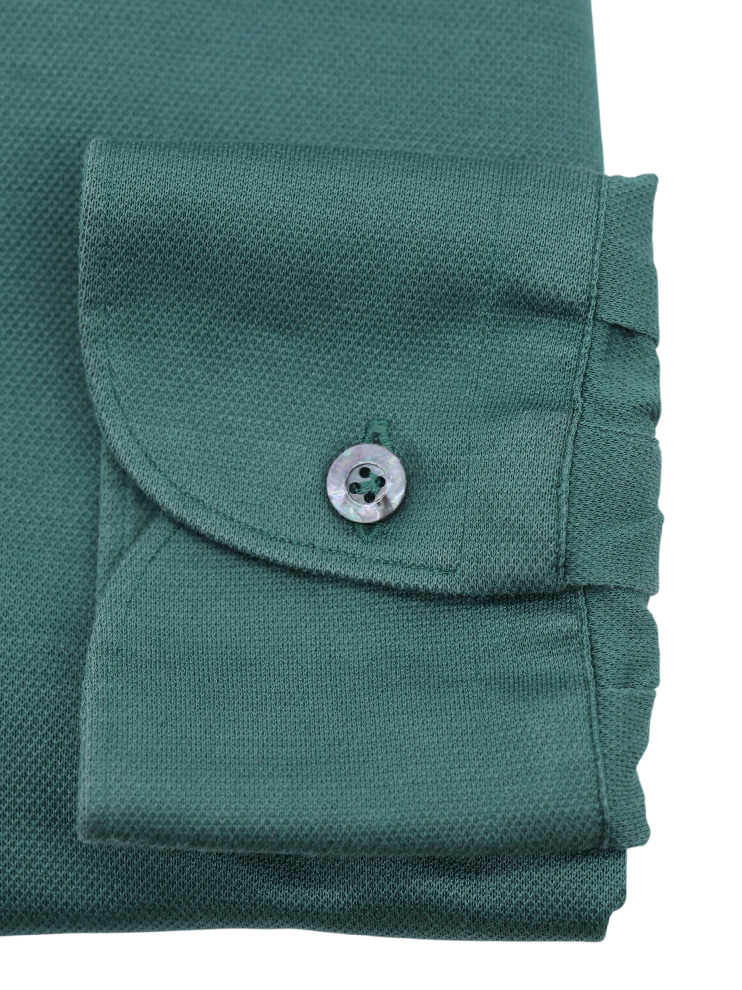 Fray Verdigris Green Piqué-Cotton Button Down Collar Shirt