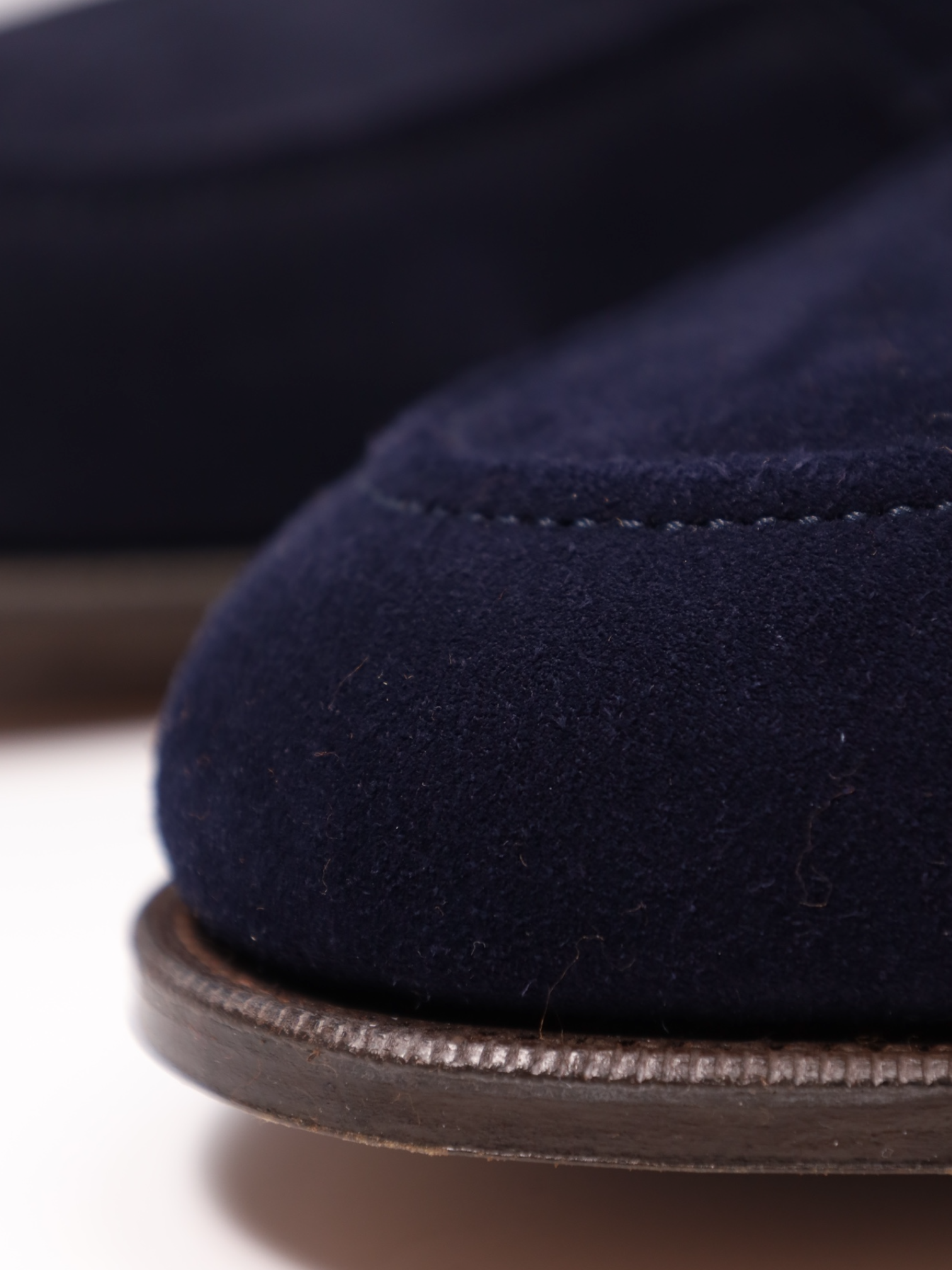 Edward Green Navy Suede Piccadilly Penny Loafer