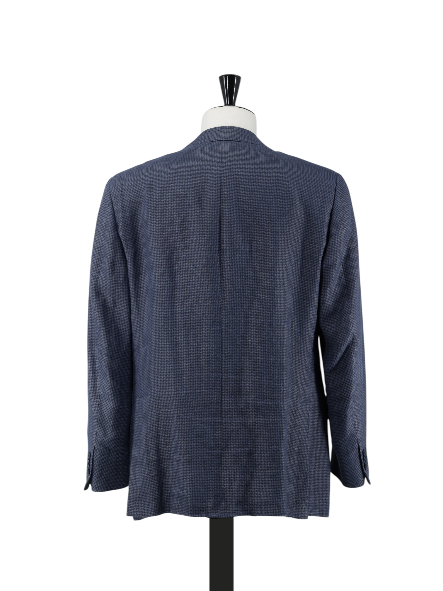 Ermenegildo Zegna Dark Blue Linen, Cashmere & Silk Houndstooth Jacket