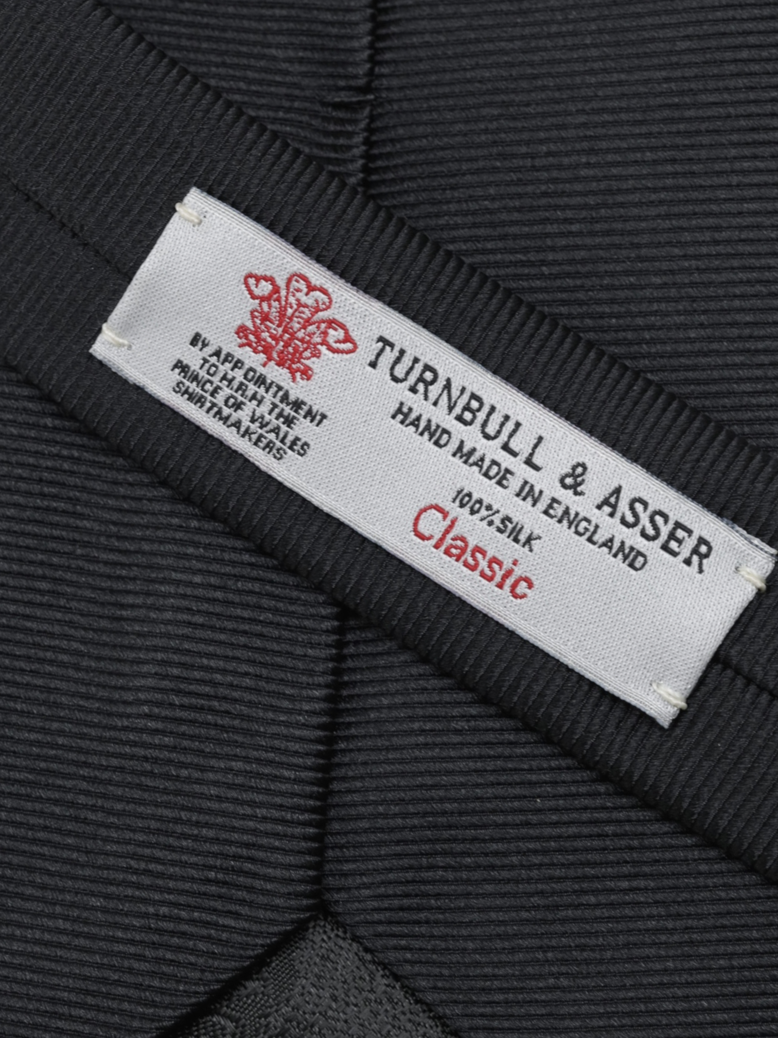 Turnbull & Asser Black Silk Classic Horizontal-Line TIe