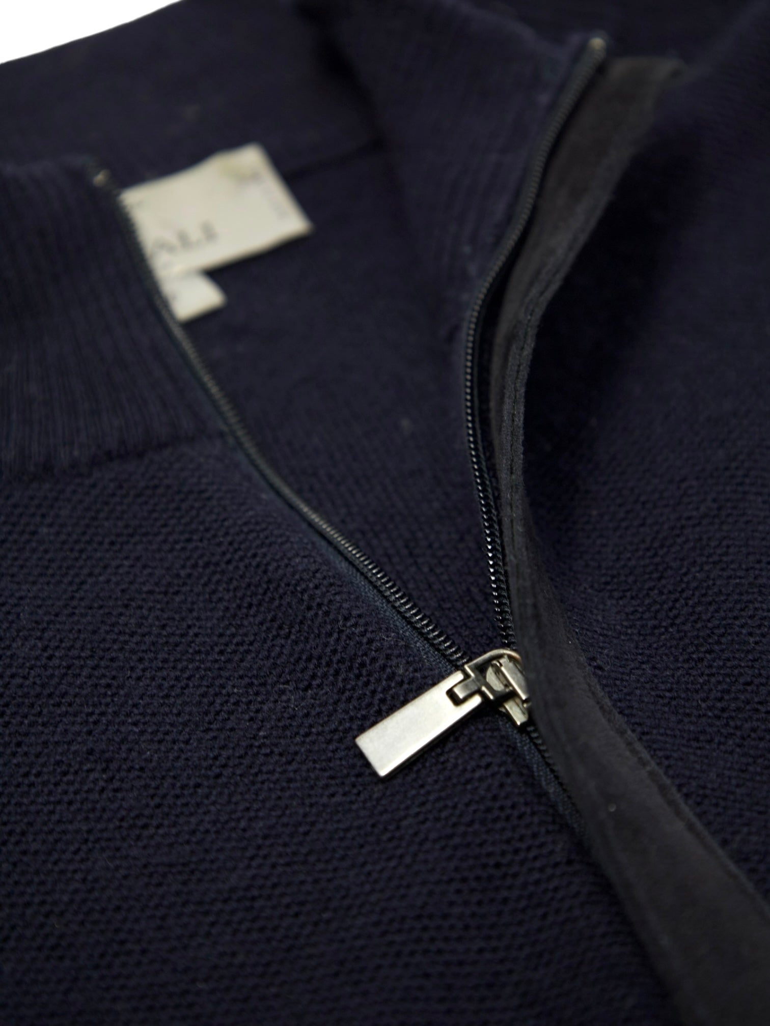 Canali Navy Cashmere Woollen Zip-Up Fisherman's Knitwear