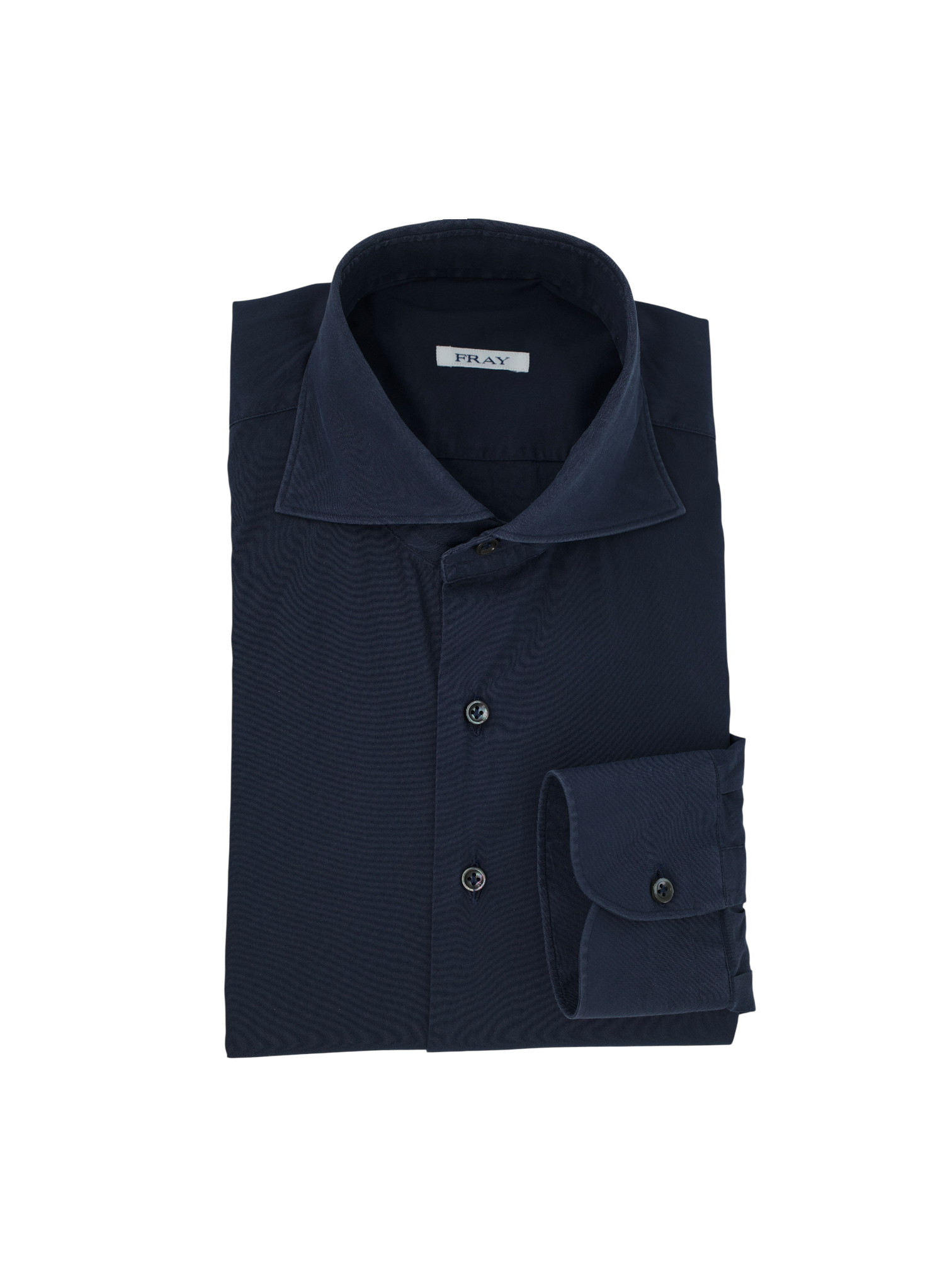 Fray Navy Cotton-Stretch Cutaway Collar Shirt