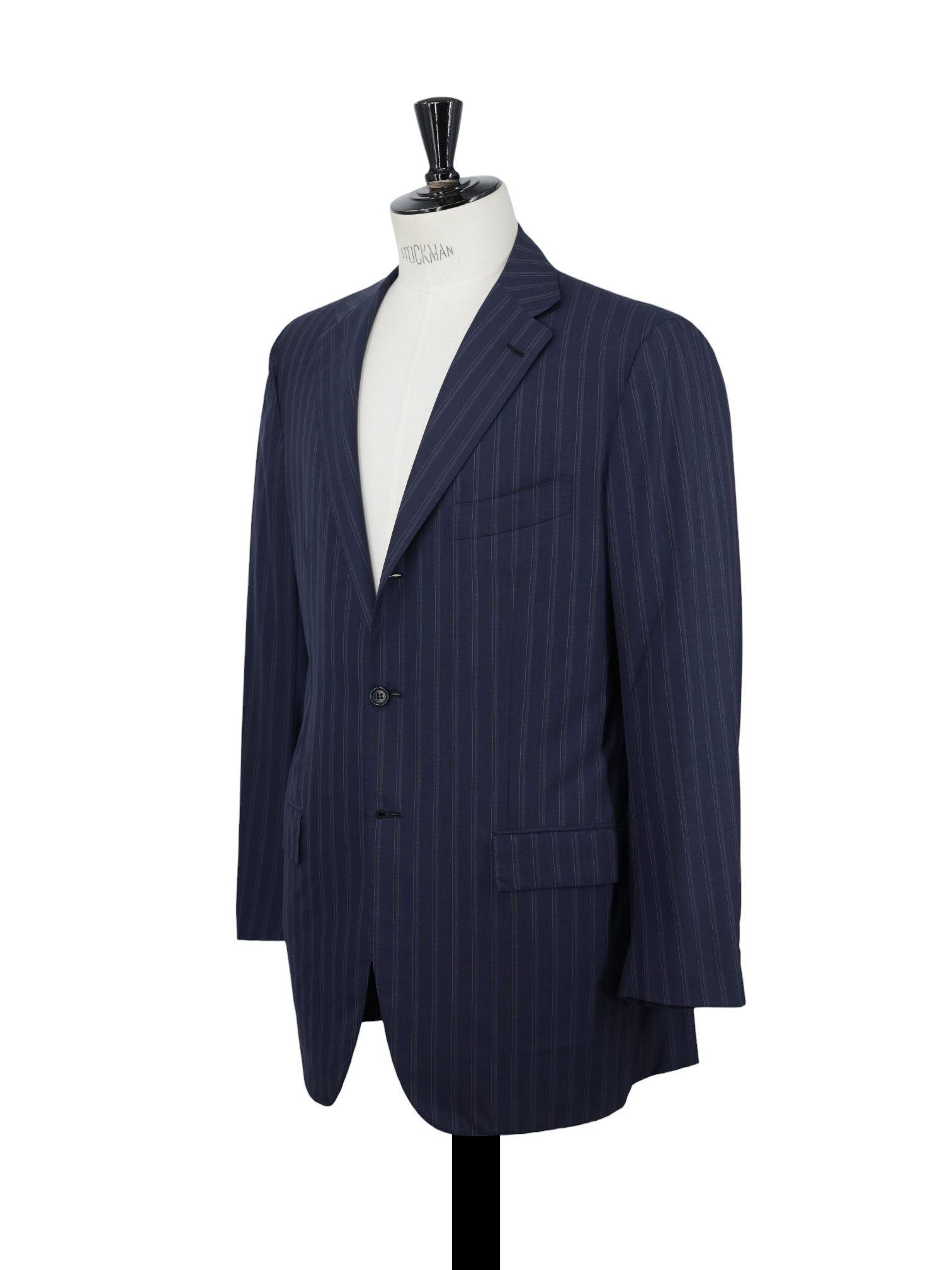 Kiton Dark Blue 14-Micron "Blanc Blu" Vintage-Pinstripe Suit
