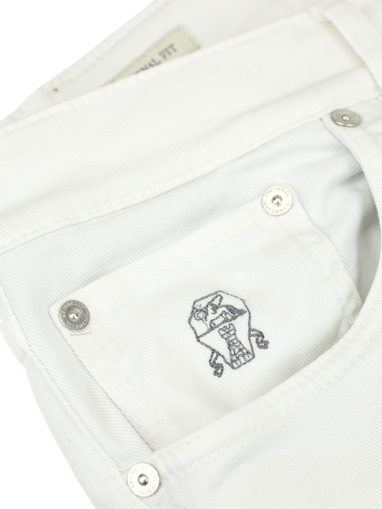 Brunello Cucinelli White Cotton Twill 5-Pocket Chino