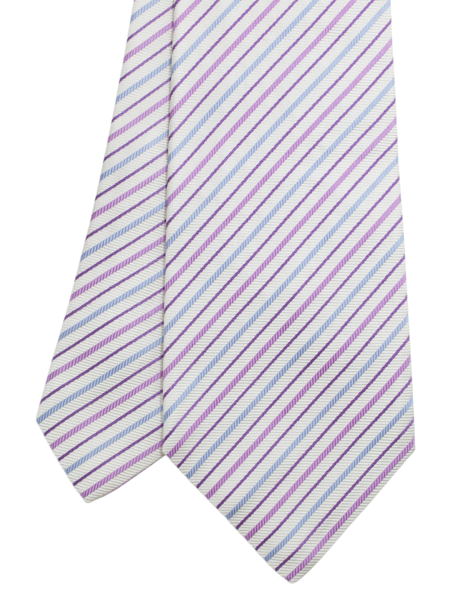 Luigi Borrelli 5-Fold White & Multicolor Jacquard Striped Tie