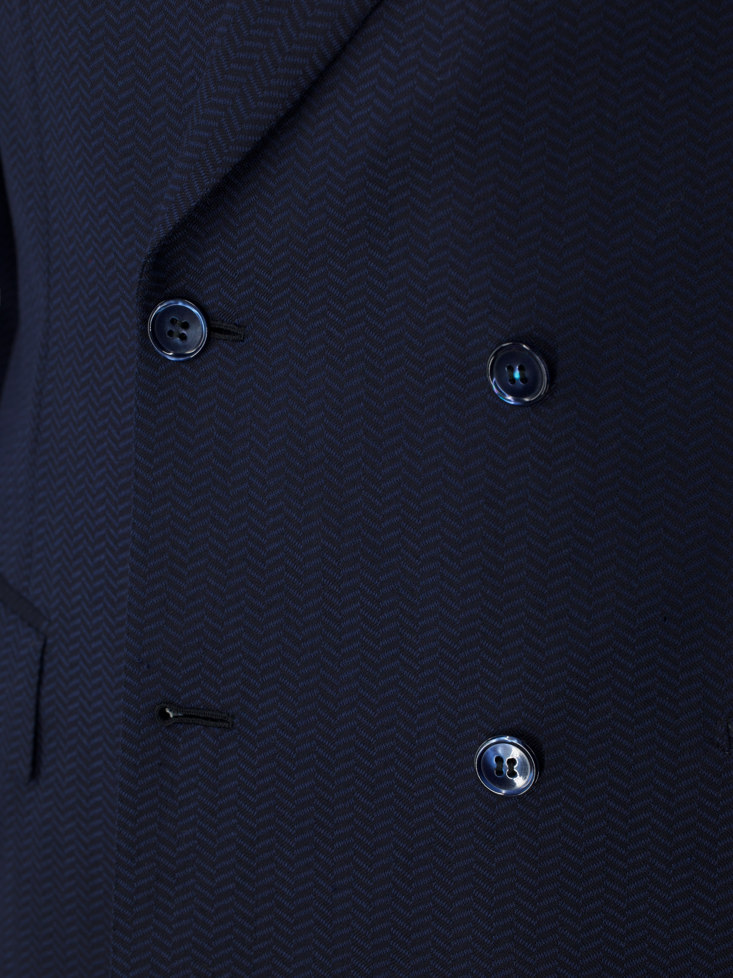 Brioni Dark Blue Wool & Silk Double-Breasted Zig-Zag Aurelio Jacket