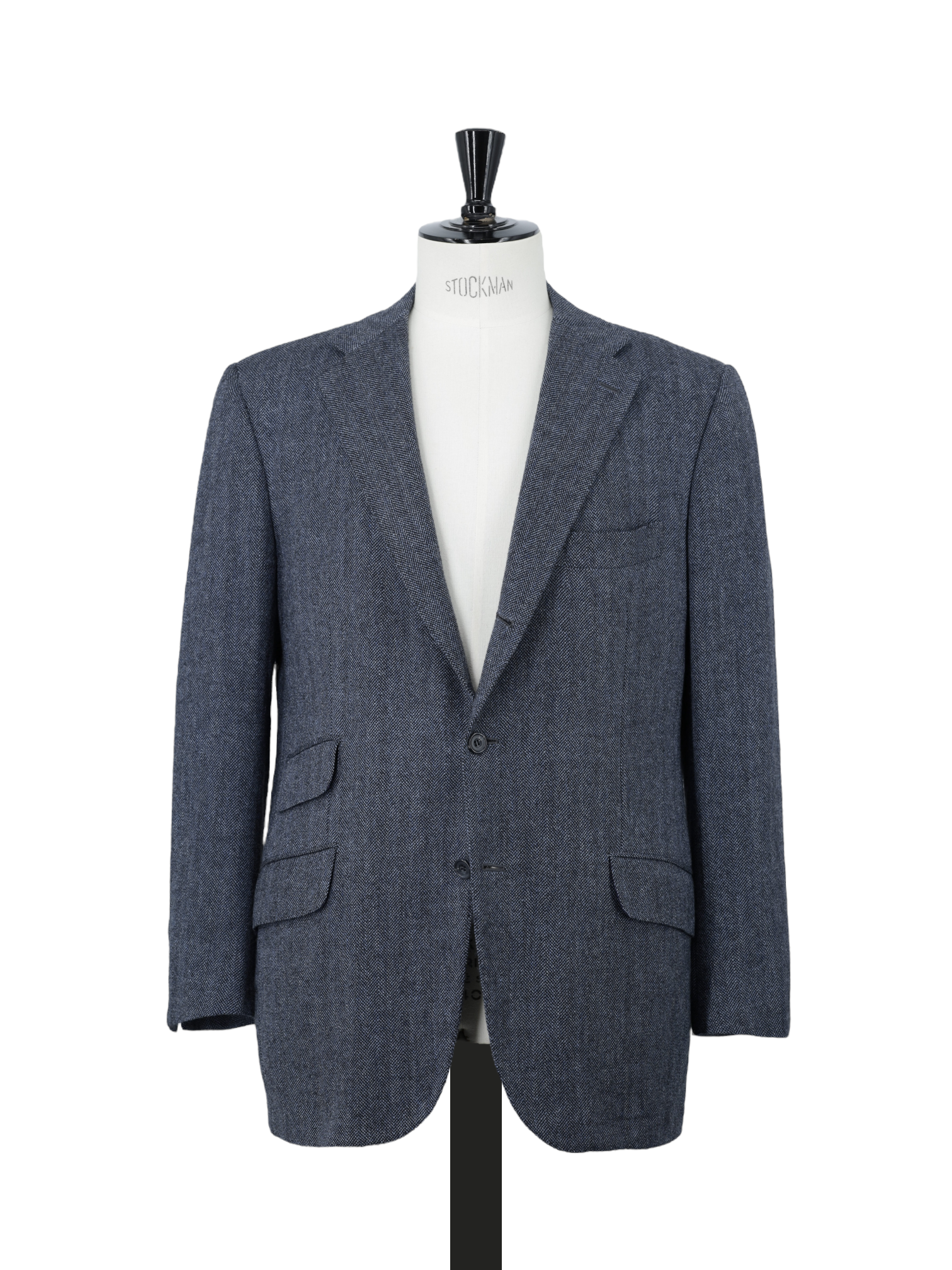 Kiton Steel Blue Pure-Wool Speckled Herringbone Winter Jacket