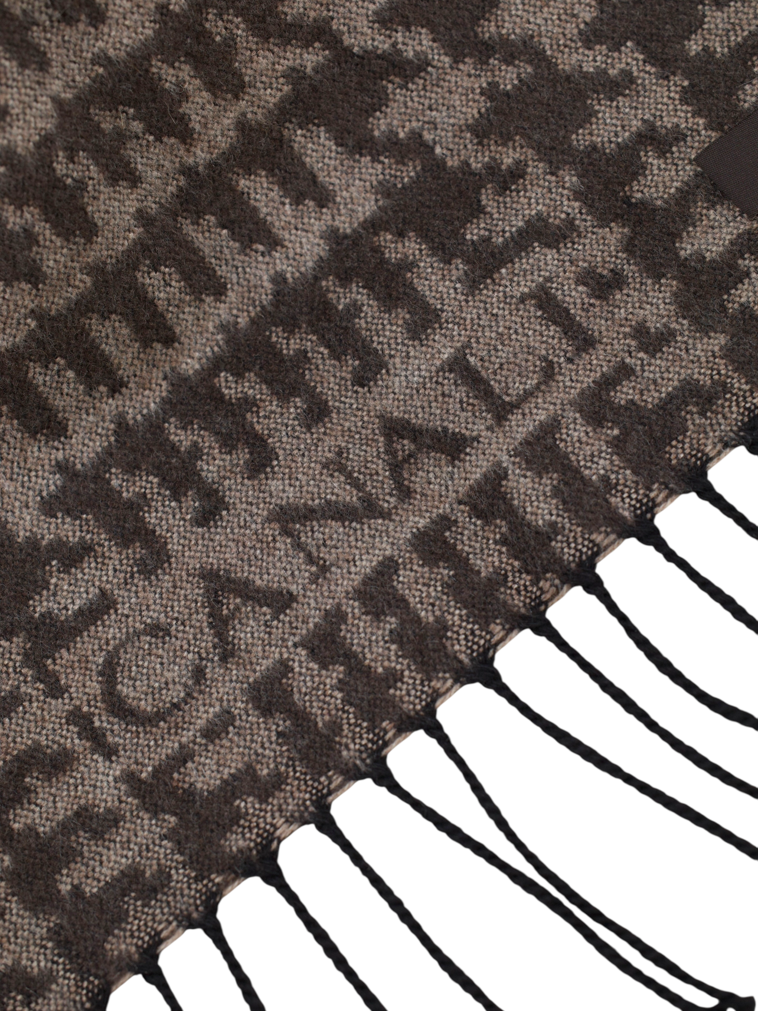 Canali Brown Cashmere & Silk Prince of Wales Scarf