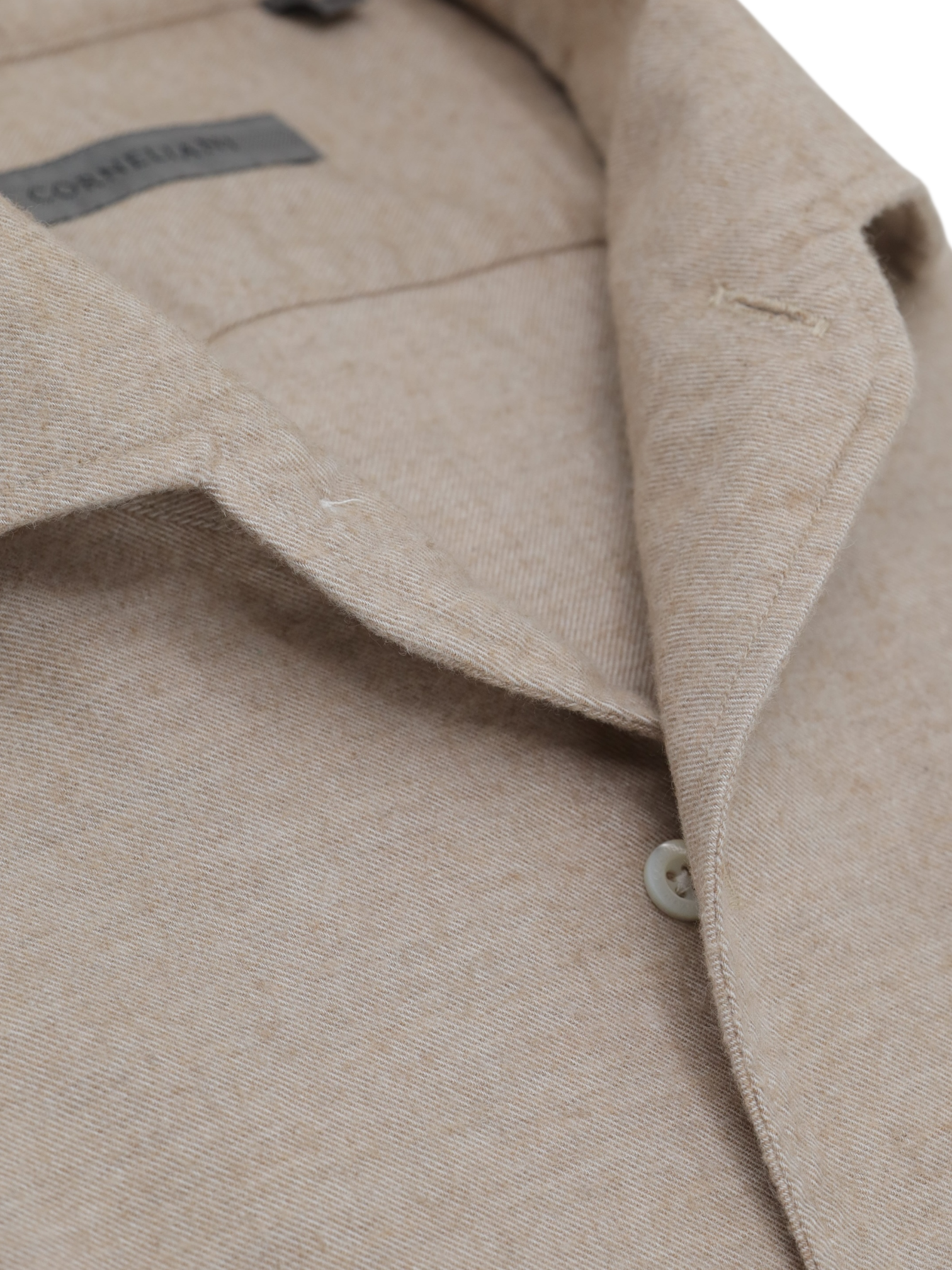 Corneliani Light Brown Cotton & Cashmere Flannel One-Piece Collar Shirt