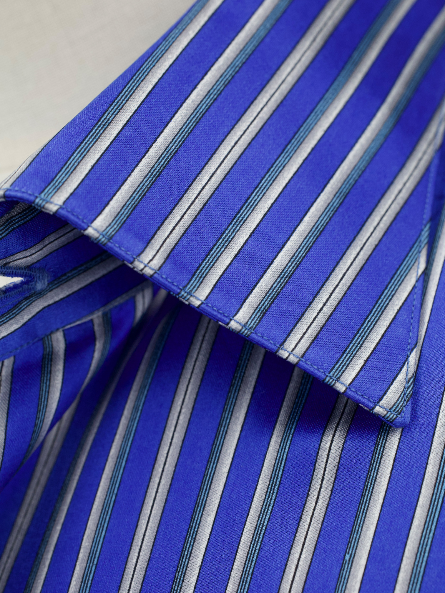 Fray Azure Blue Pure Silk Striped Summer Shirt