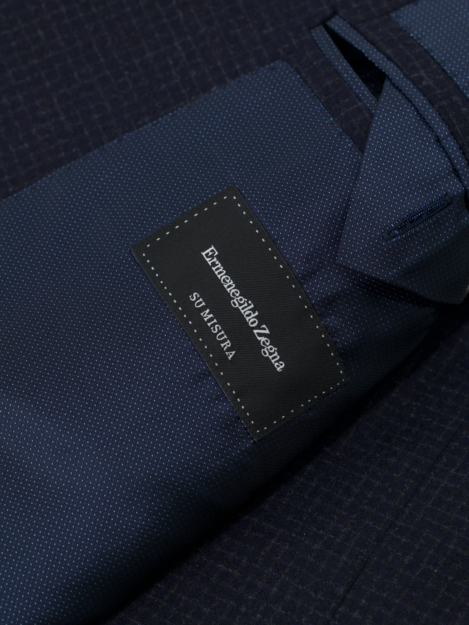Ermenegildo Zegna Navy Cashmere & Silk Micro-Check "Roma" Jacket