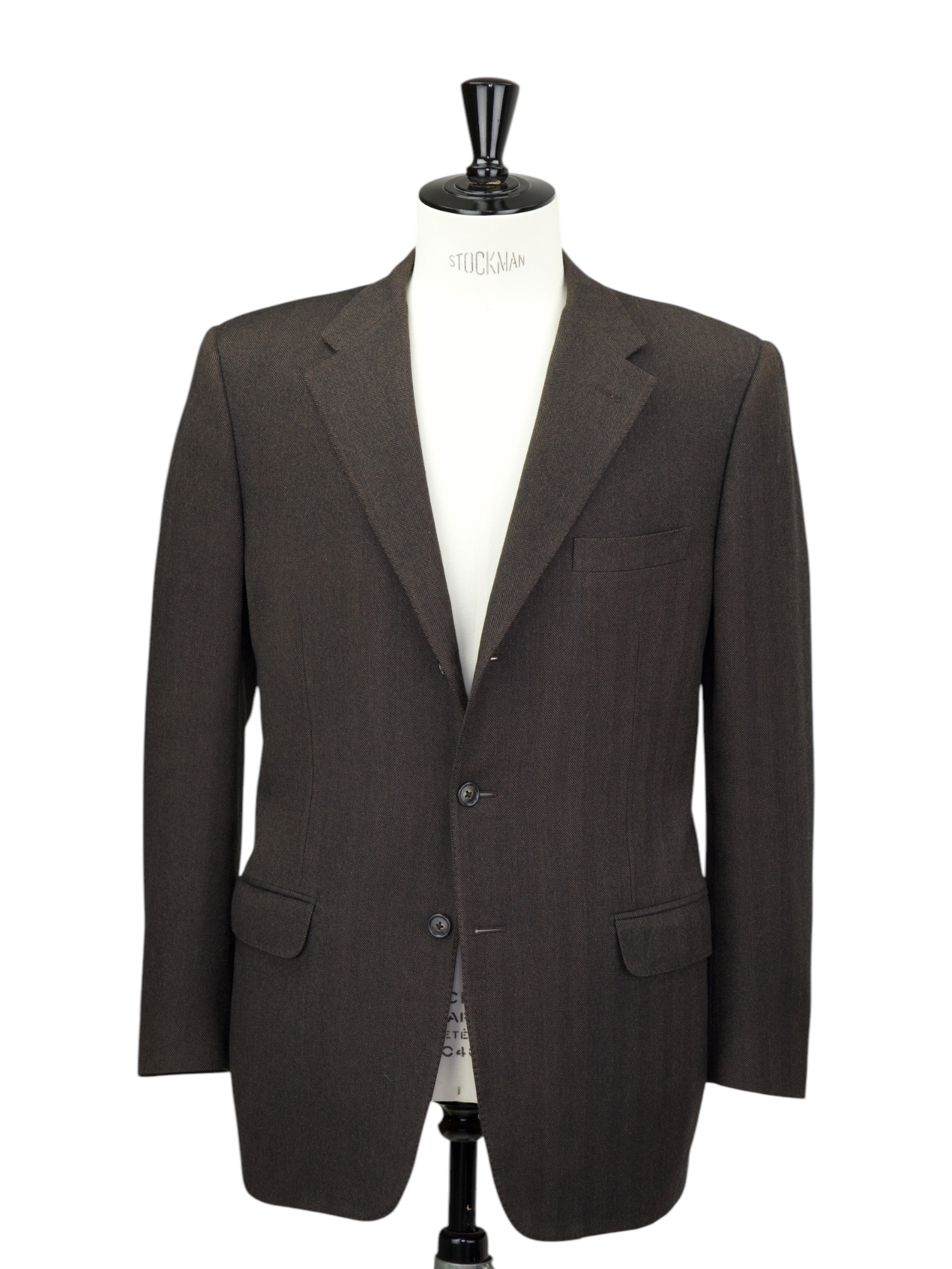 Corneliani Dark Brown Wool & Cashmere Herringbone Jacket
