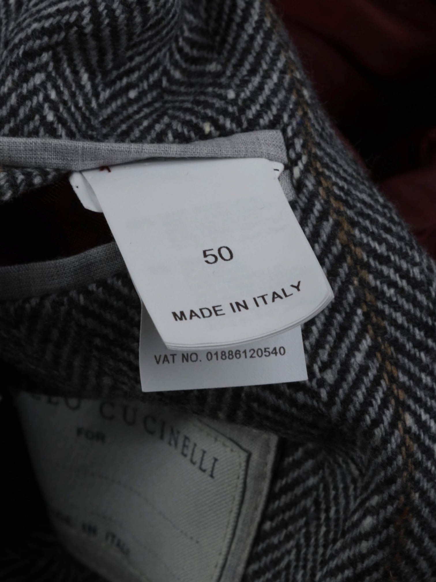 Brunello Cucinelli Grey Wool & Cashmere Herringbone & Overcheck Jacket