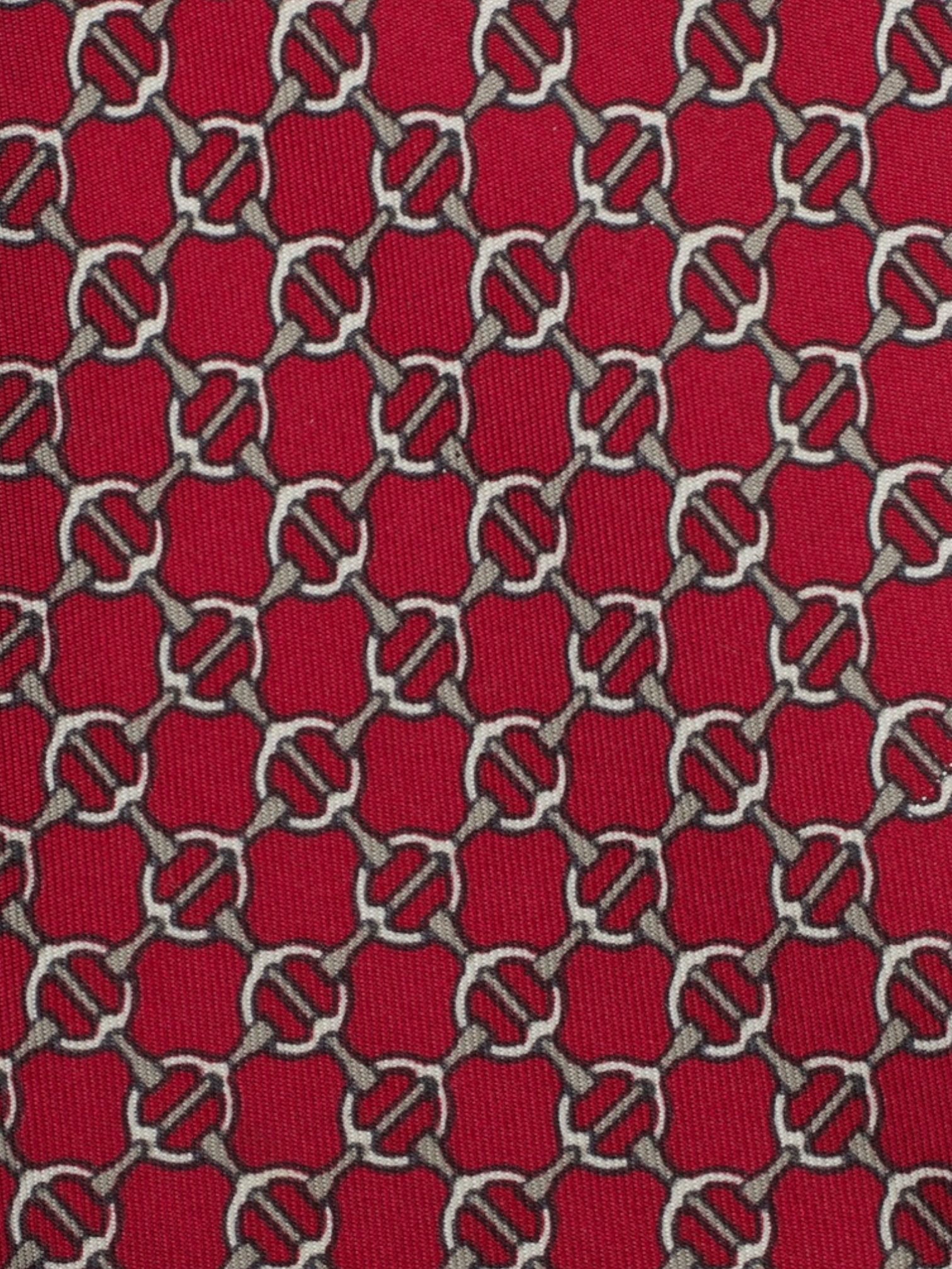 Hermès Dark Red Silk Horsebit Pattern Tie