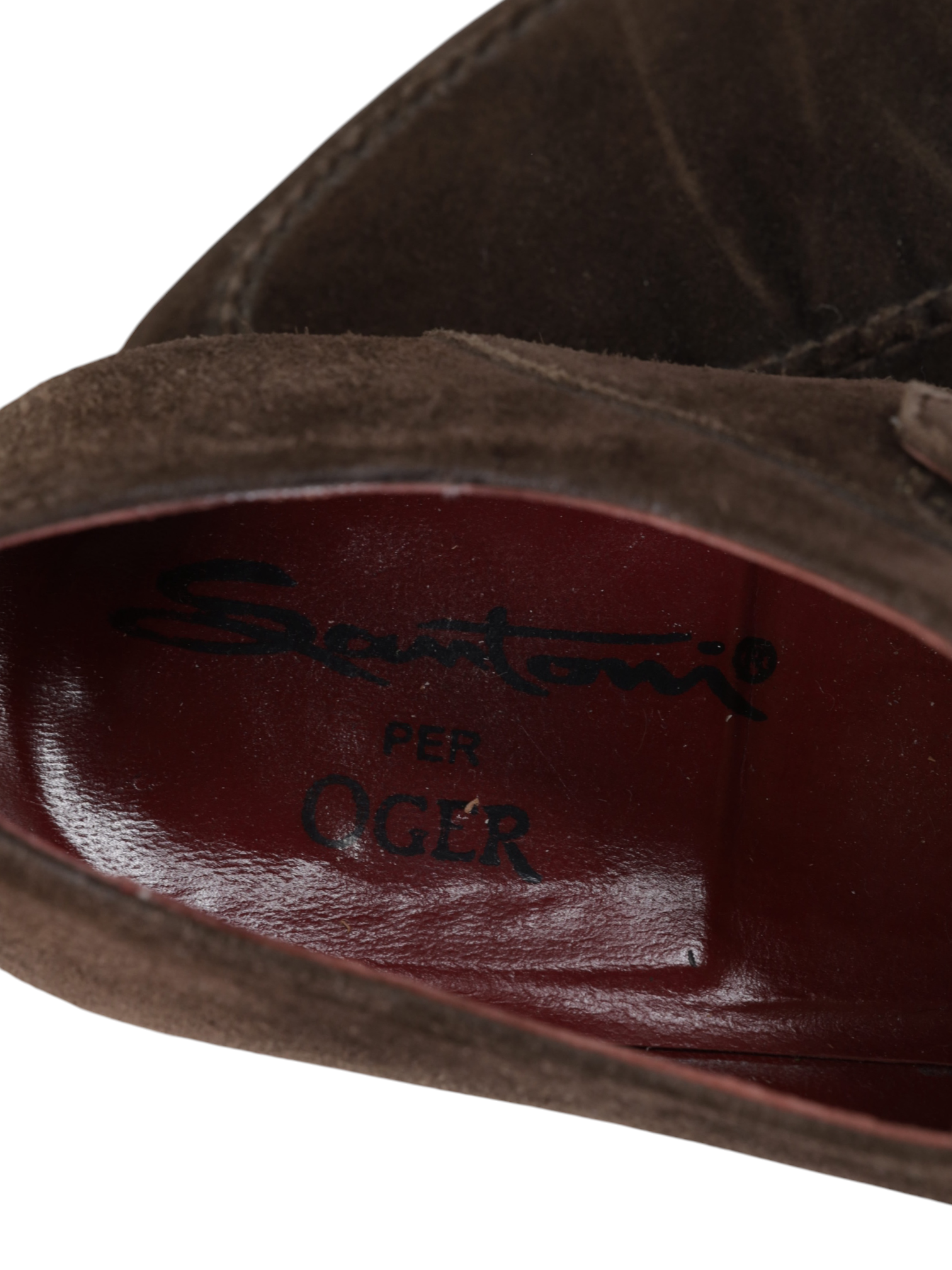 Santoni Dark Brown Suede City-Sole Double Monk + Belt
