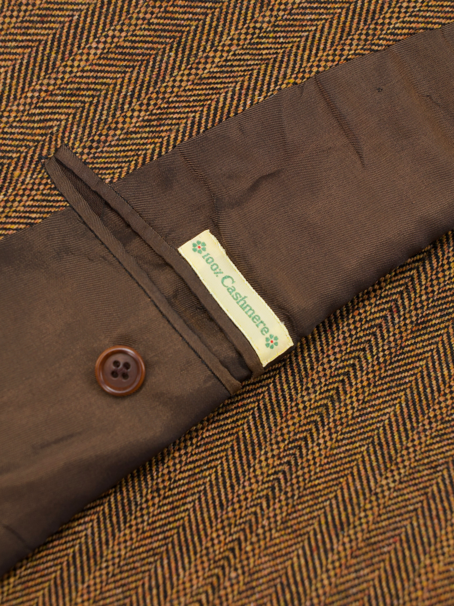 Kiton Burnt Orange Cashmere-Tweed Multicolor Herringbone Jacket