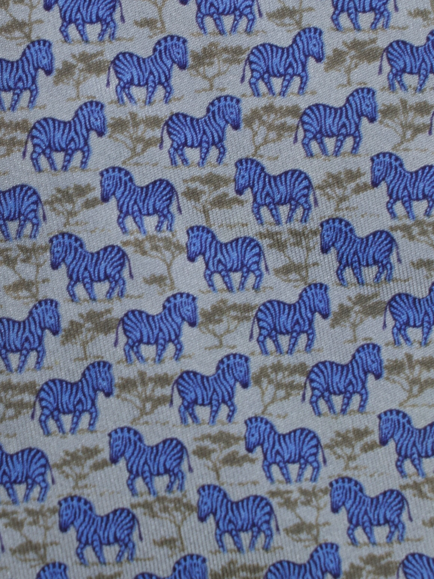 Hermès Grey & Blue Silk Zebra Pattern Tie