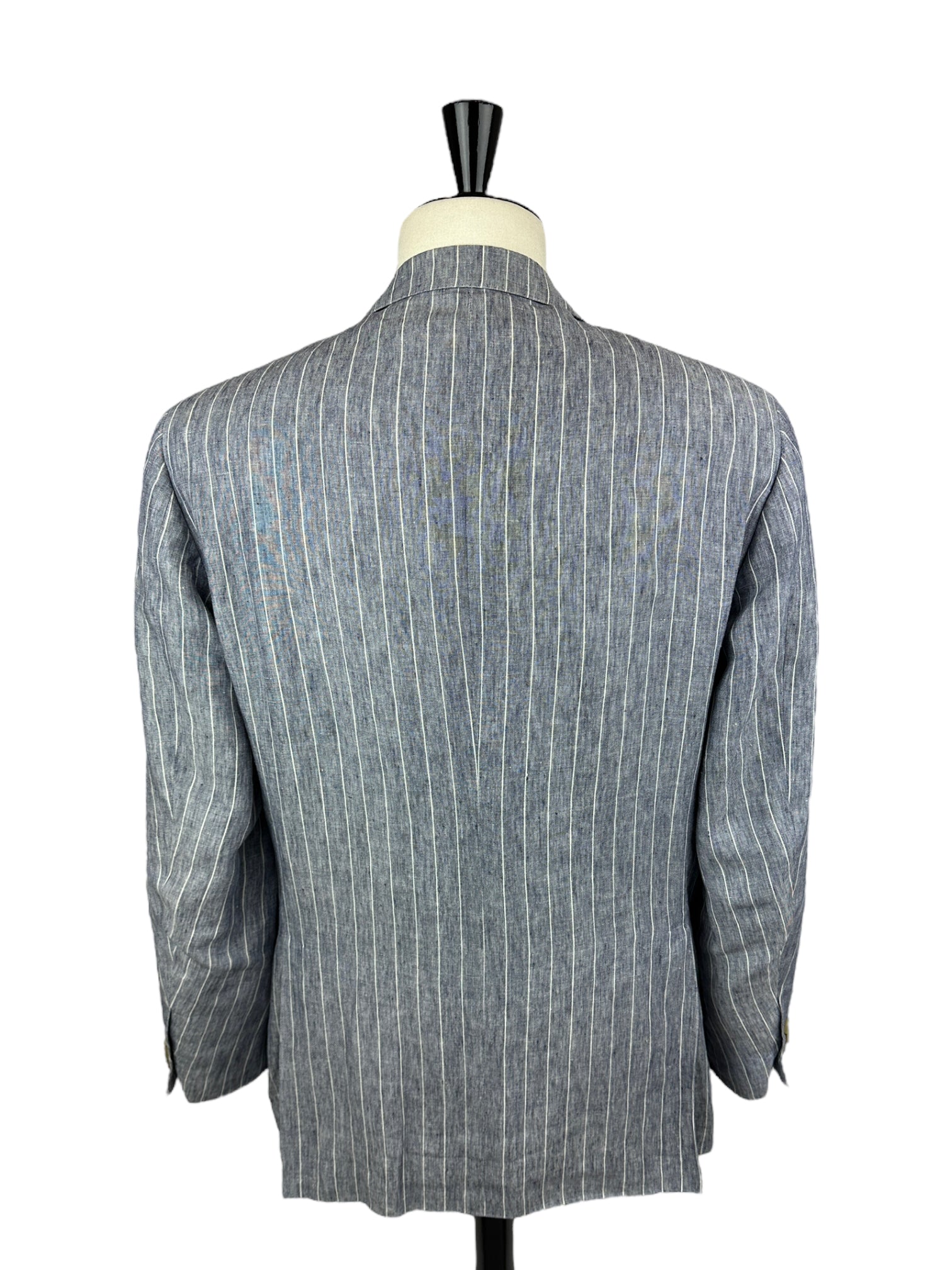 Corneliani Denim Blue Linen Pinstripe Jacket