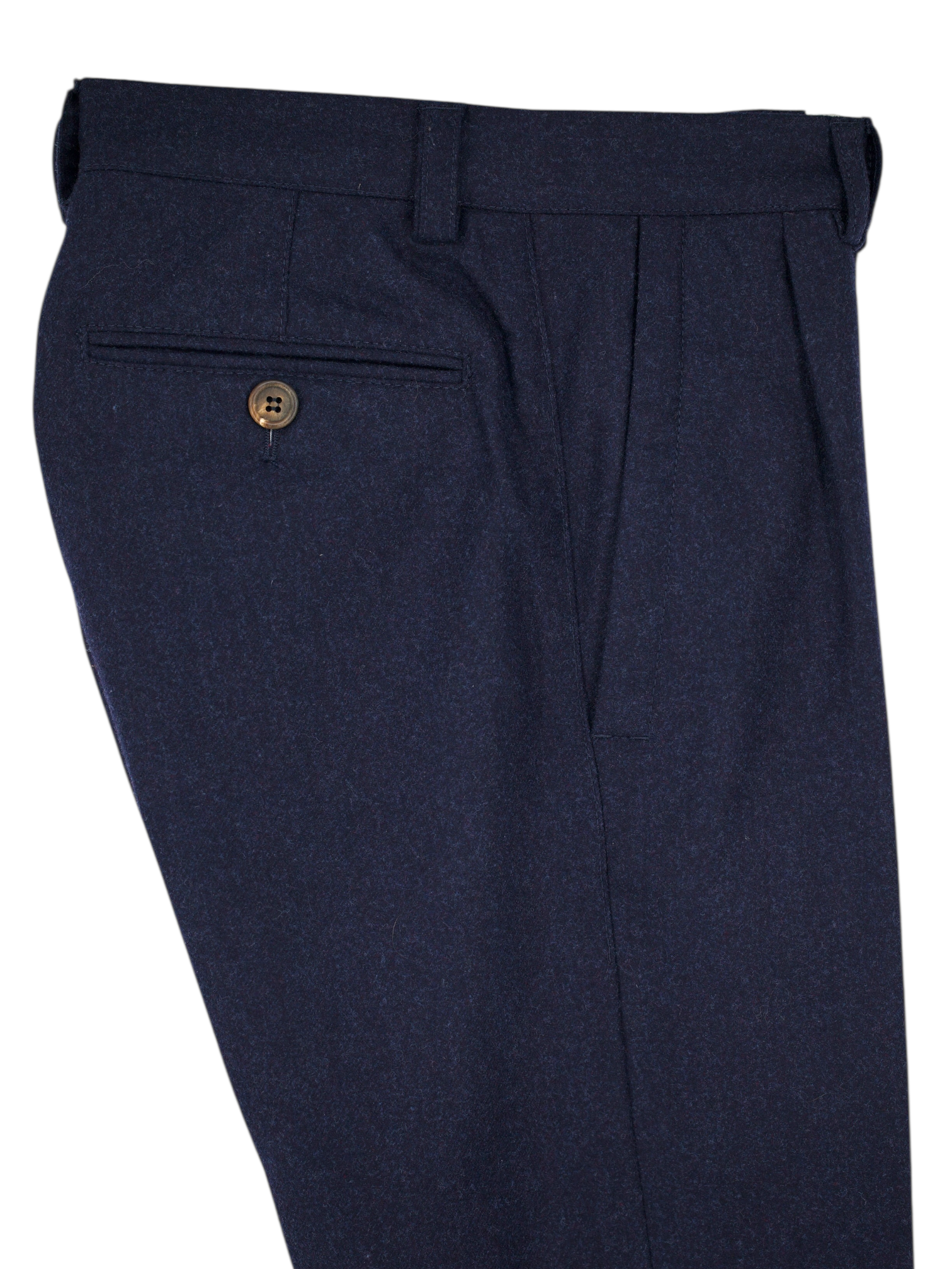 Brunello Cucinelli Dark Blue Wool Flannel Winter Trousers