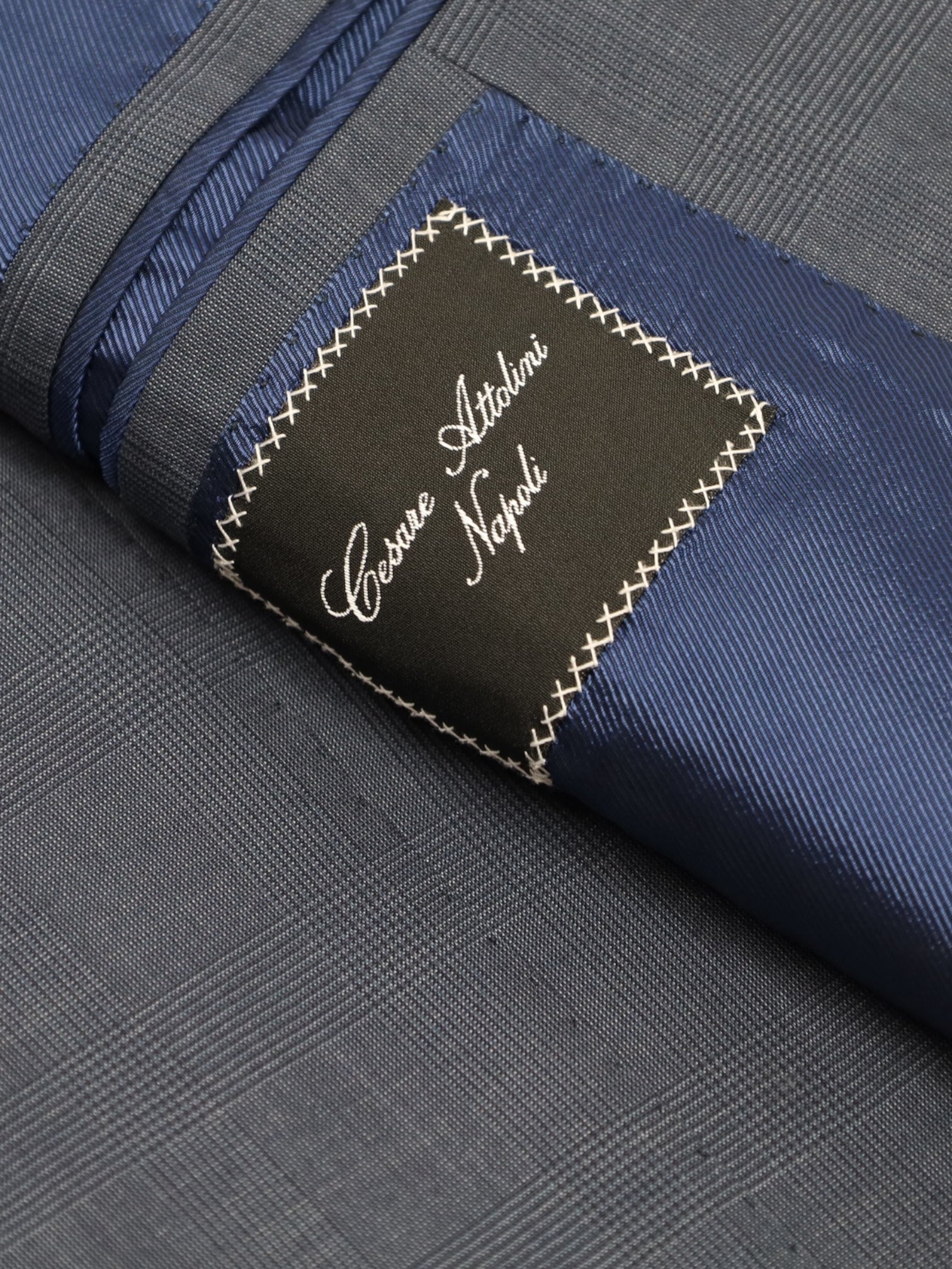 Cesare Attolini Slate Blue Wool & Silk Glenplaid Suit