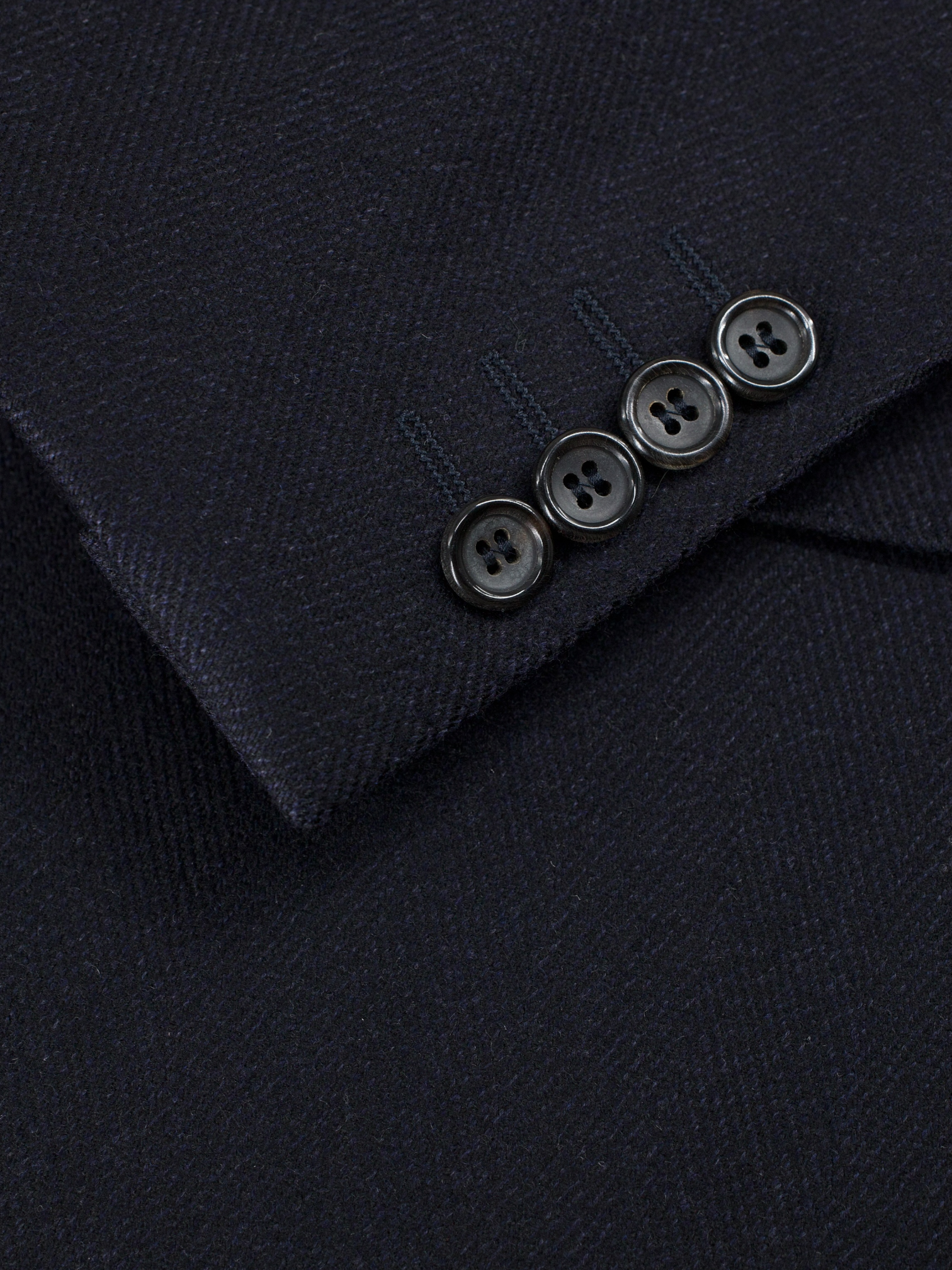 Canali Black Classic Wool & Cashmere Herringbone Overcoat