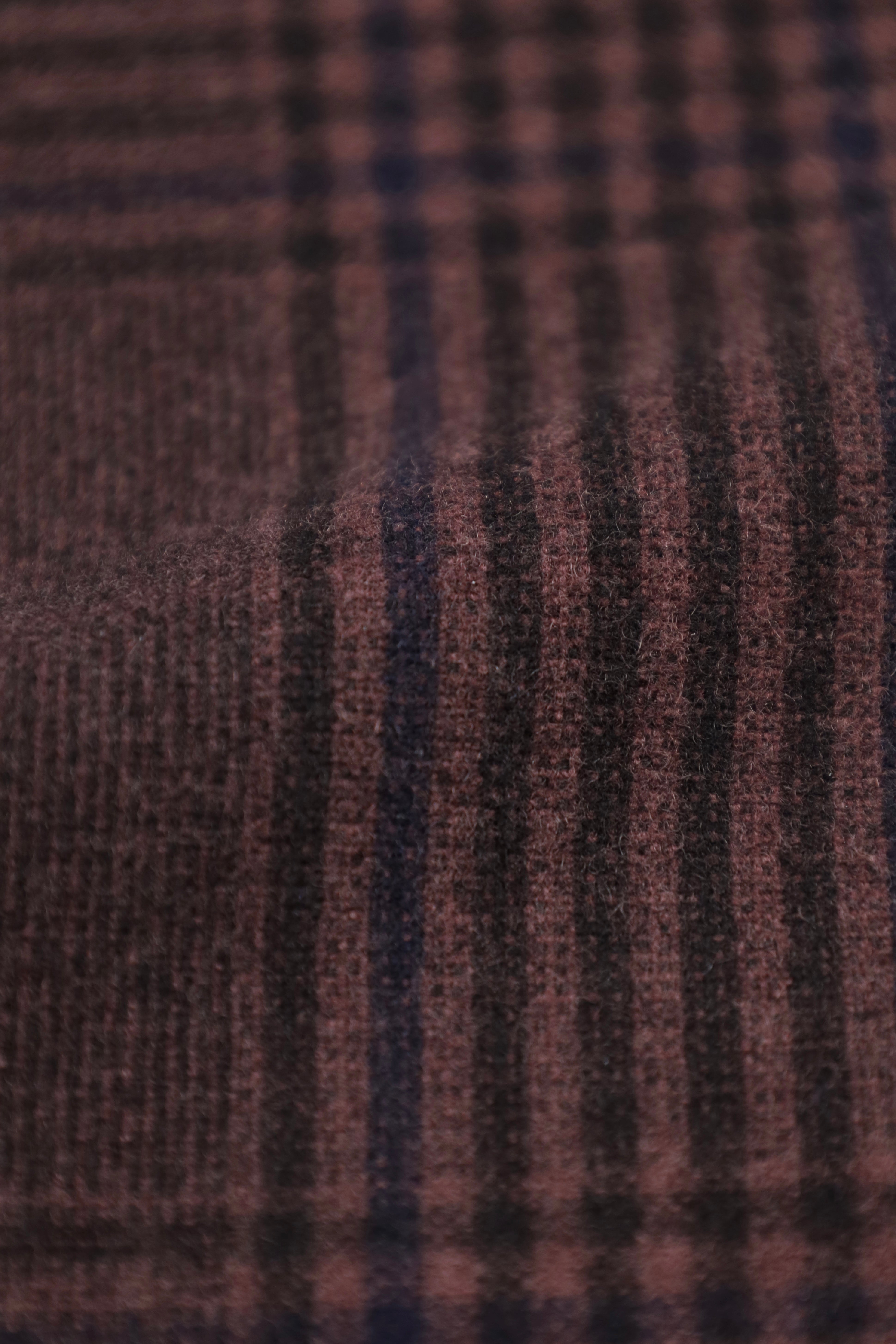 Brunello Cucinelli Castagne Brown Wool & Cashmere Glenplaid Jacket