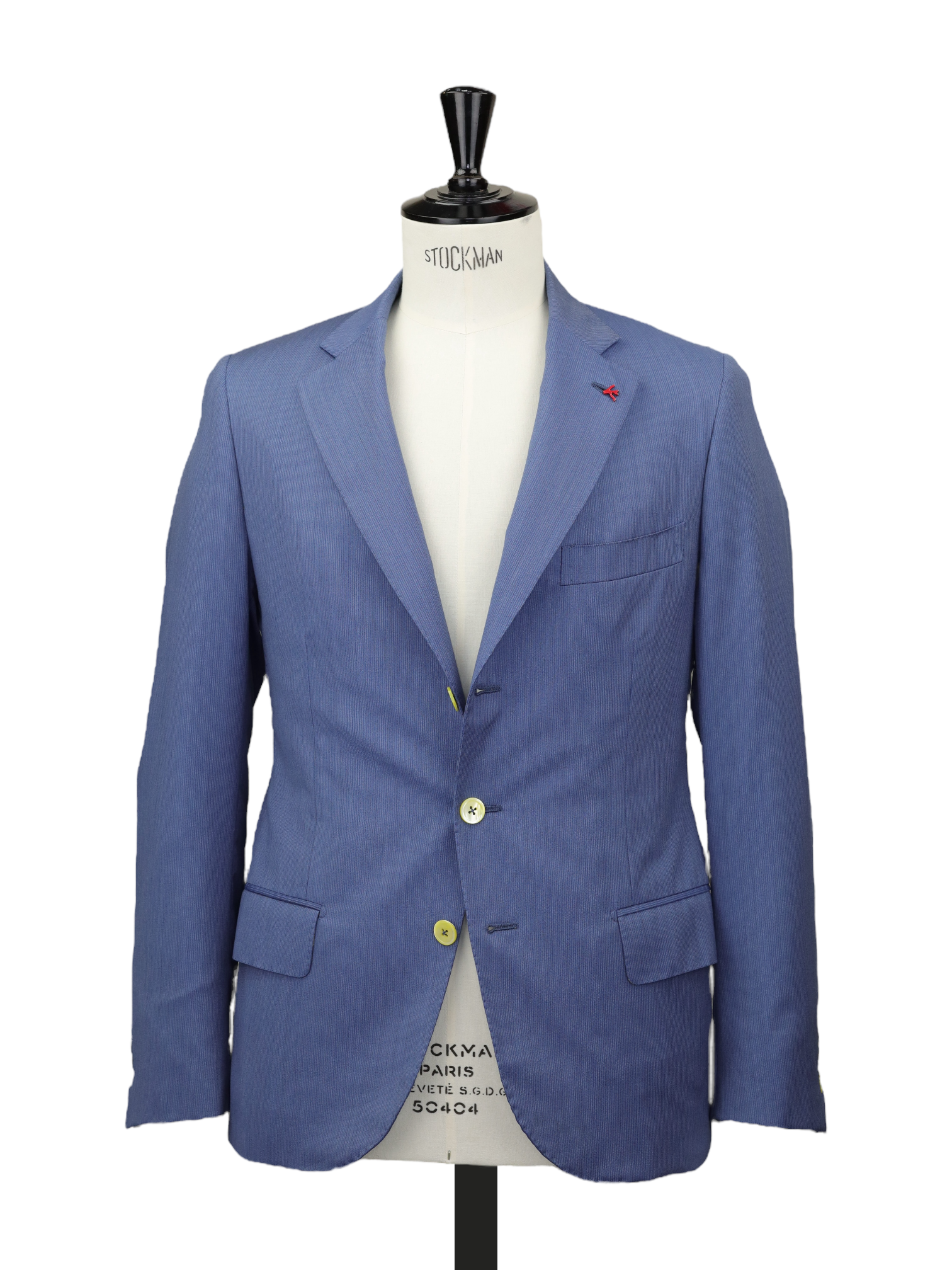 Isaia Steel Blue Wool & Silk Micro-Pinstripe Jacket