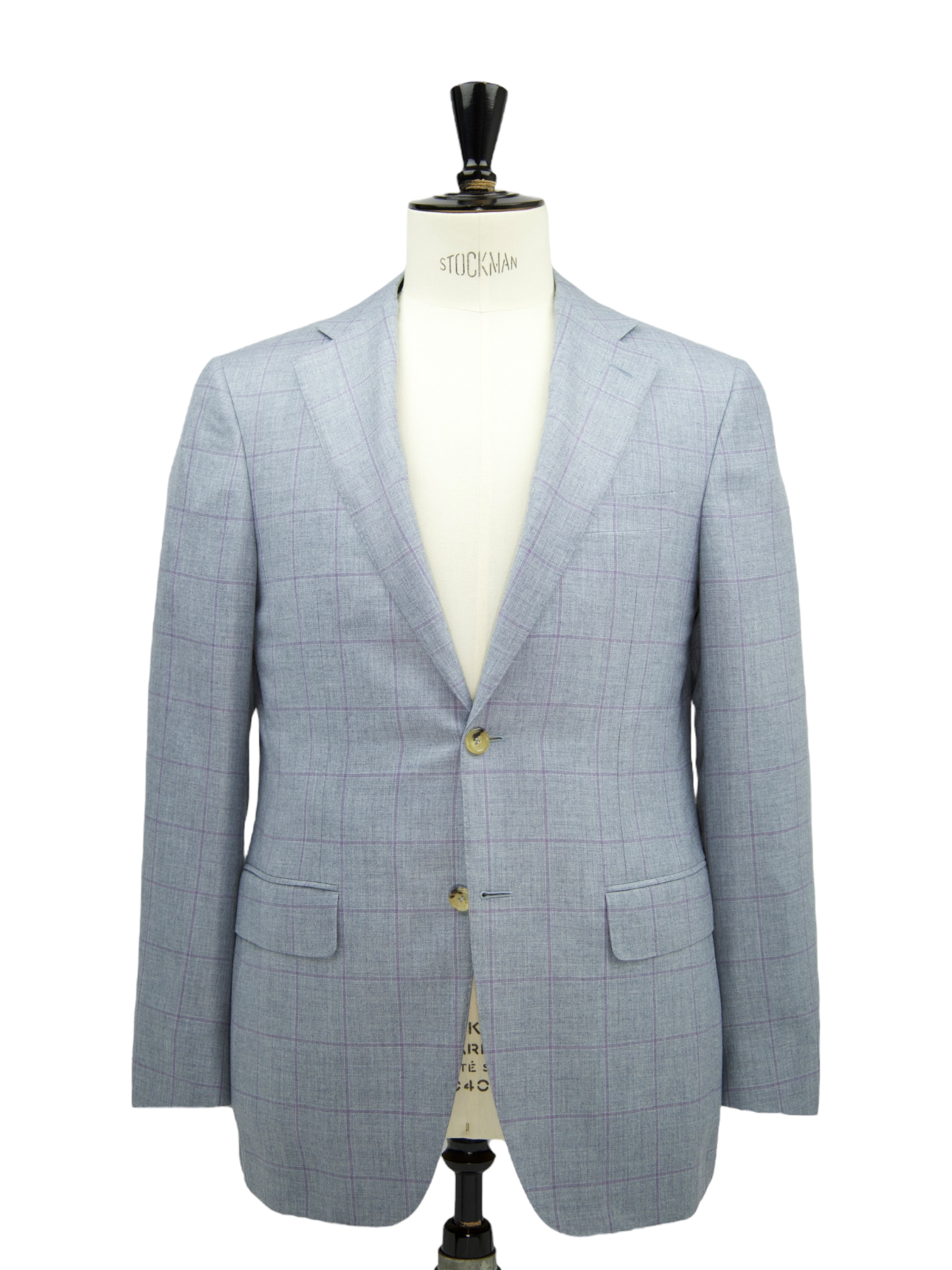 Canali Light Grey & Lavendel Cashmere & Silk Windowpane Jacket