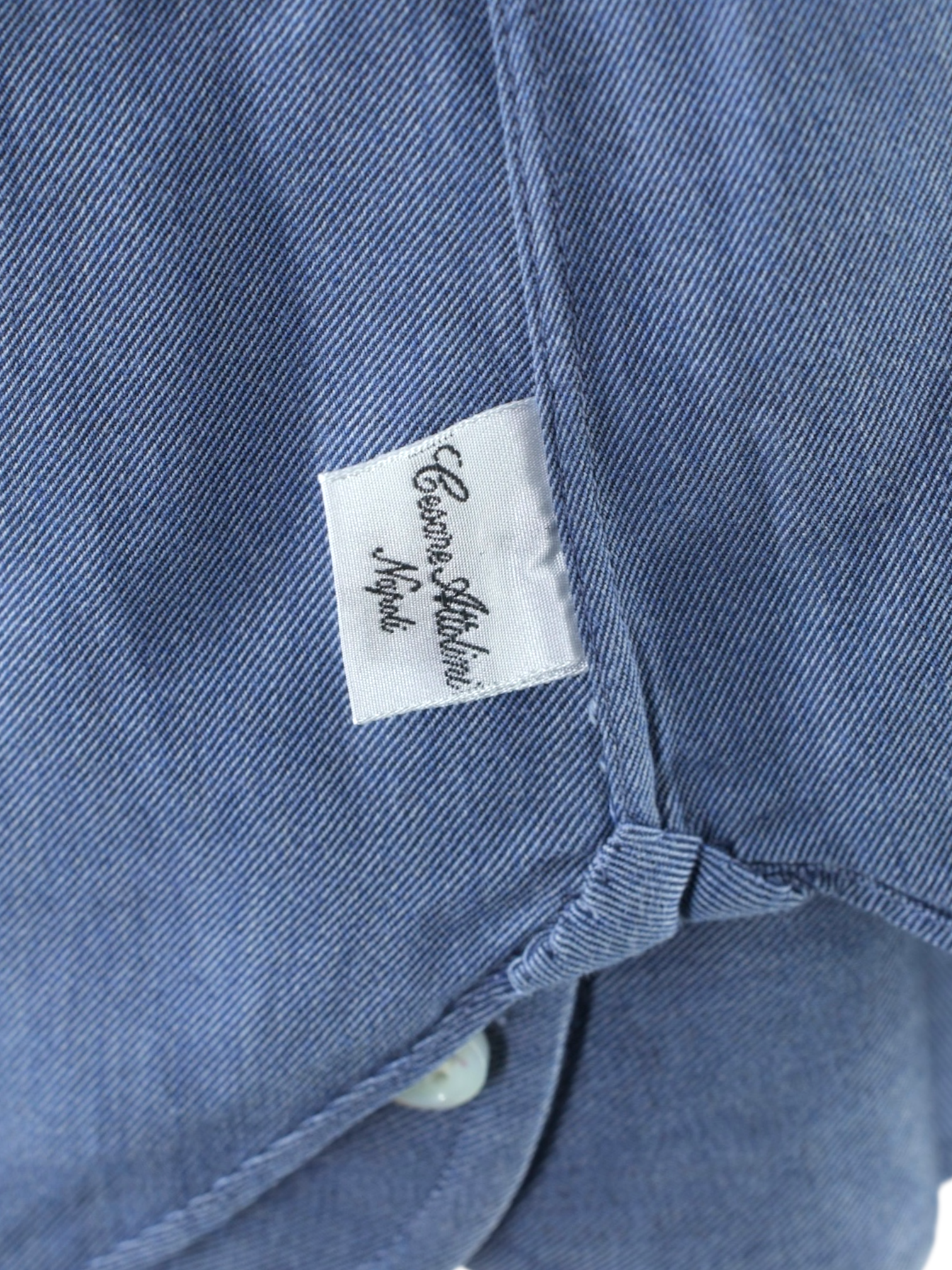 Cesare Attolini Blue Handmade Cotton-Twill Shirt