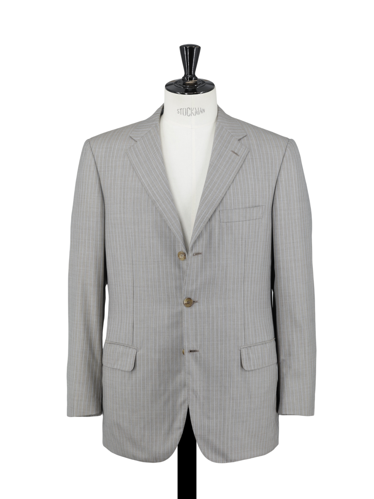 Brioni Taupe & Light Blue Wool-Silk Pinstripe Parlamento Suit
