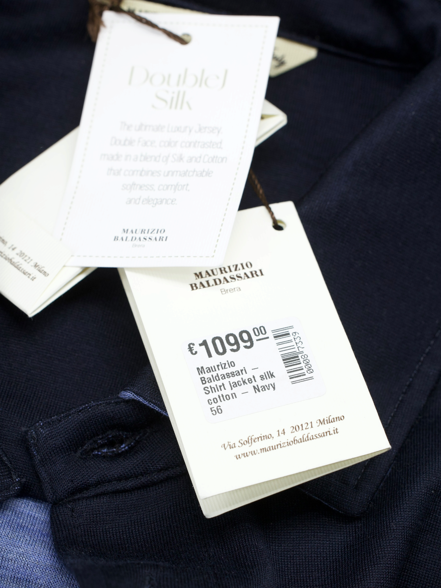 Maurizio Baldassari Navy Double-Faced Silk & Cotton Jersey Shirt Jacket