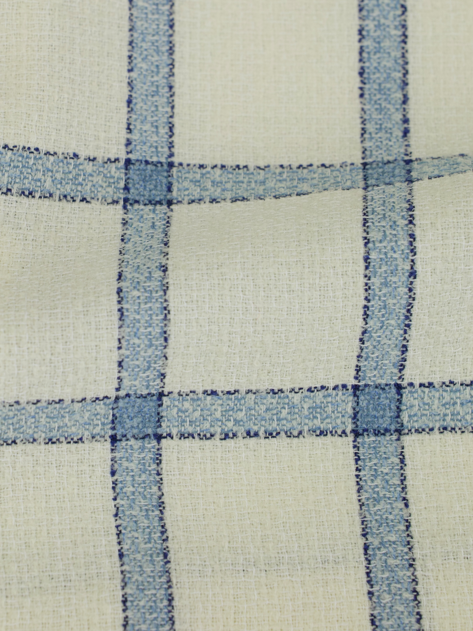 Isaia White & Light Blue Silk, Wool & Linen "Giro Inglese" Summer Jacket