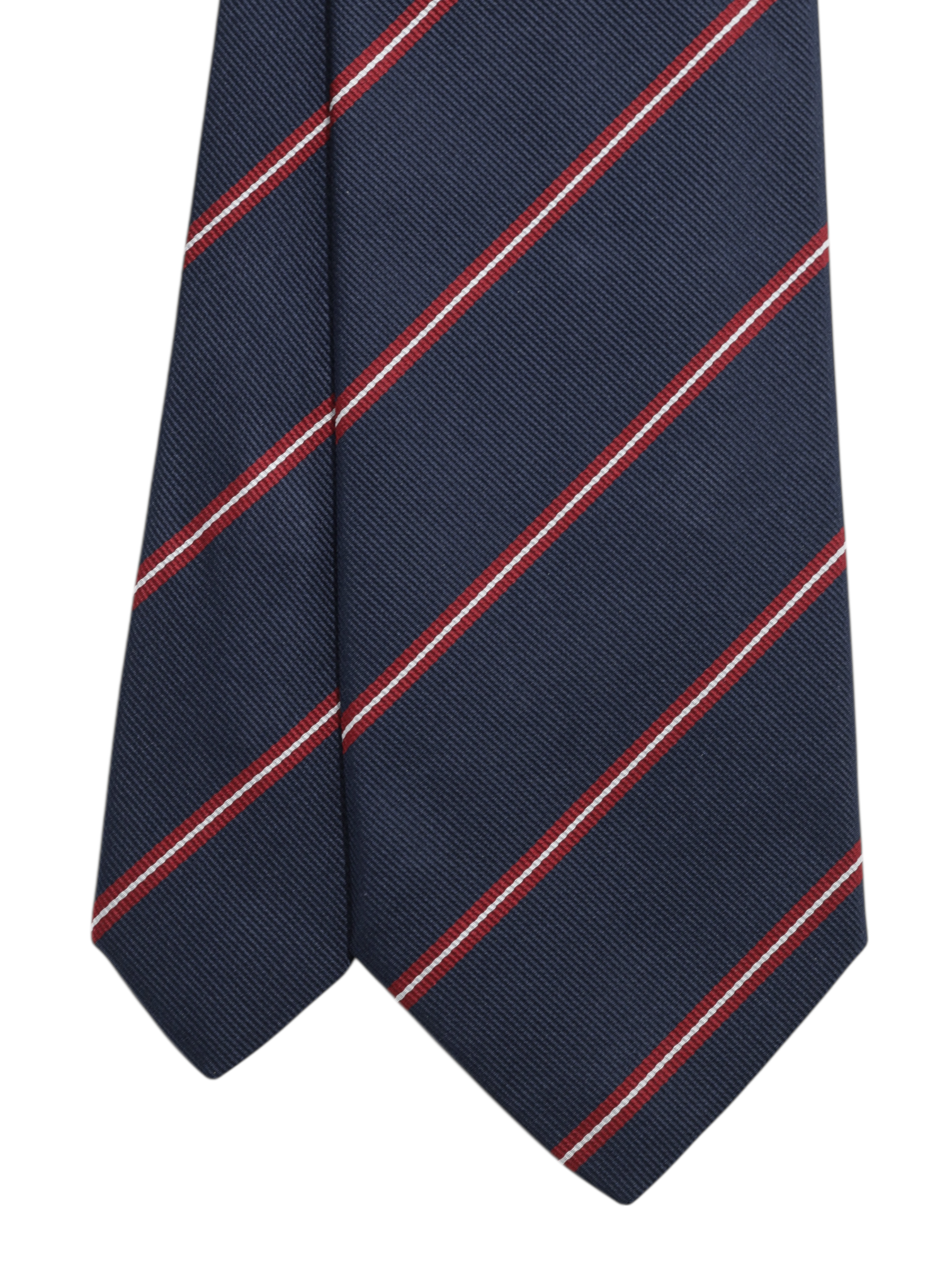 E.Marinella Navy & Red Silk Regimental Striped Club Tie
