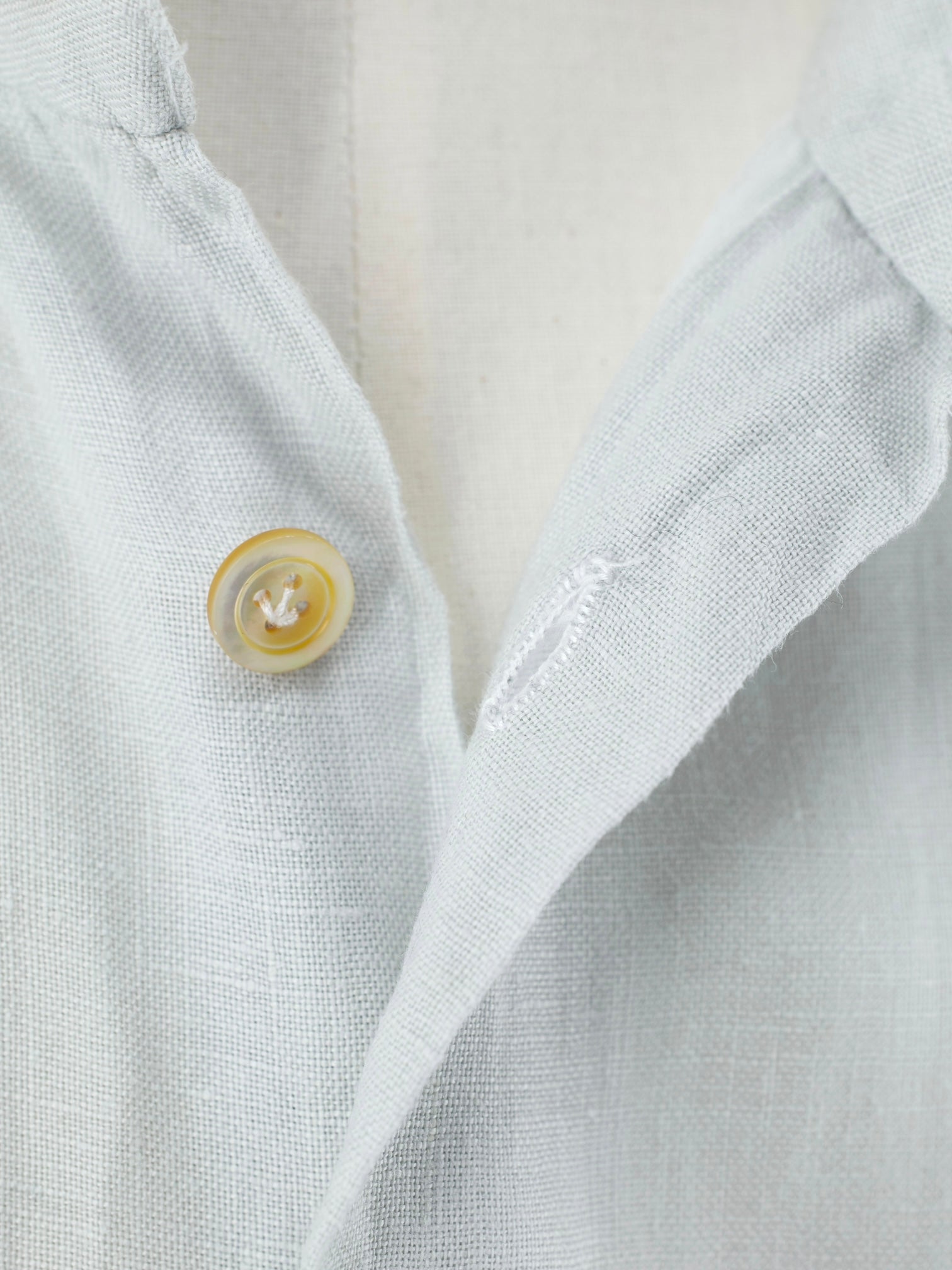 Kiton Sage Grey Pure Linen Sartorial Summer Shirt