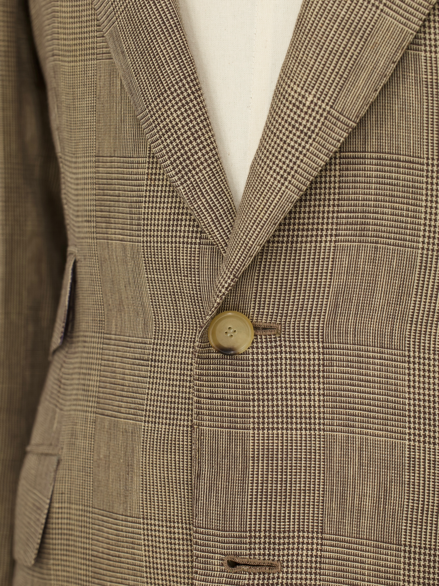 Cesare Attolini Light Brown Pure-Linen Prince of Wales Jacket