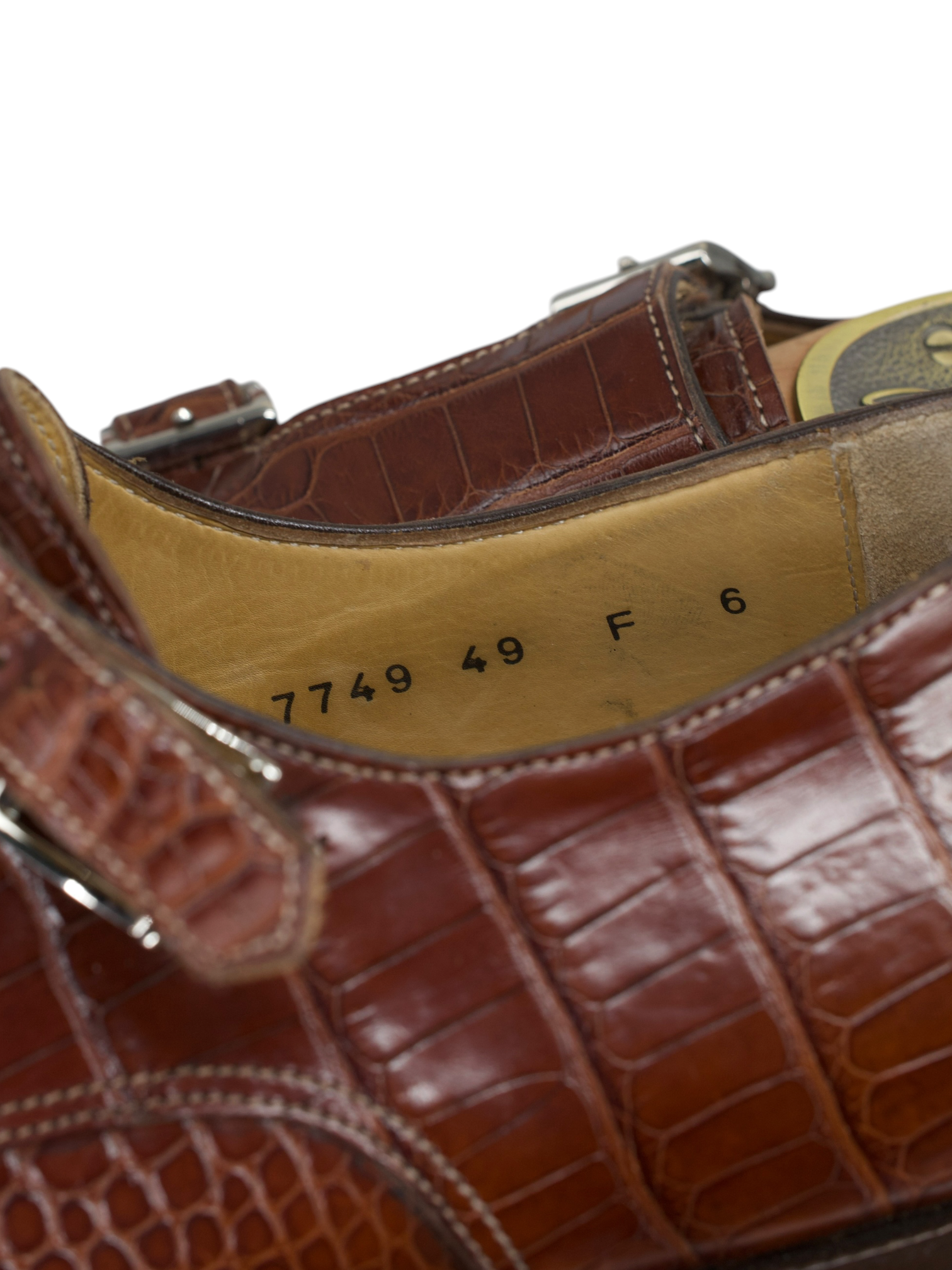 Santoni Castagne Brown Mississippi-Alligator Double Monk + Belt