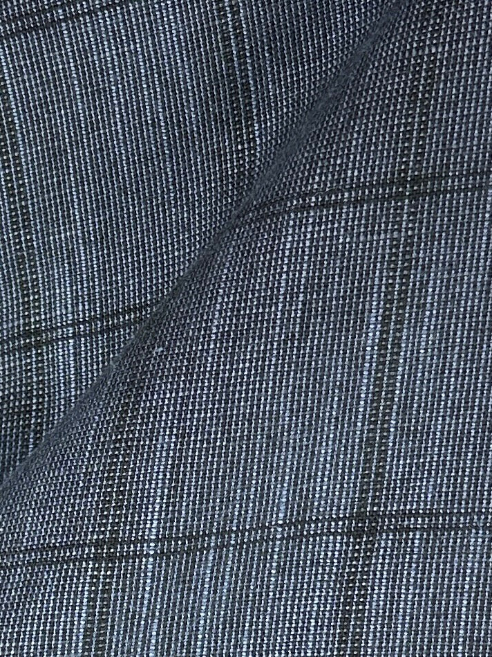 Kiton Blue Cashmere & Linen Windowpane Jacket