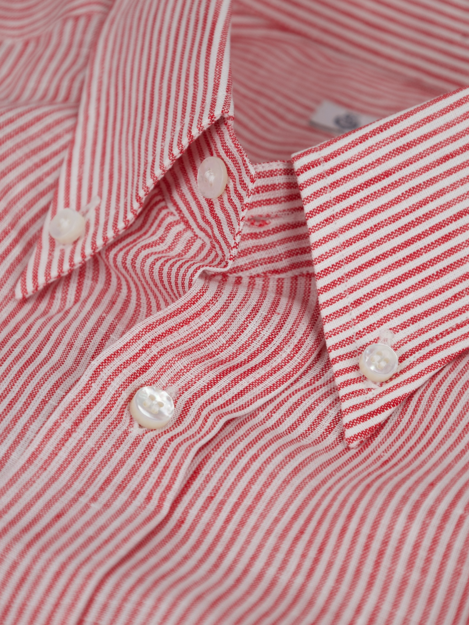Loro Piana Red Pinstripe Button-Down Linen Shirt