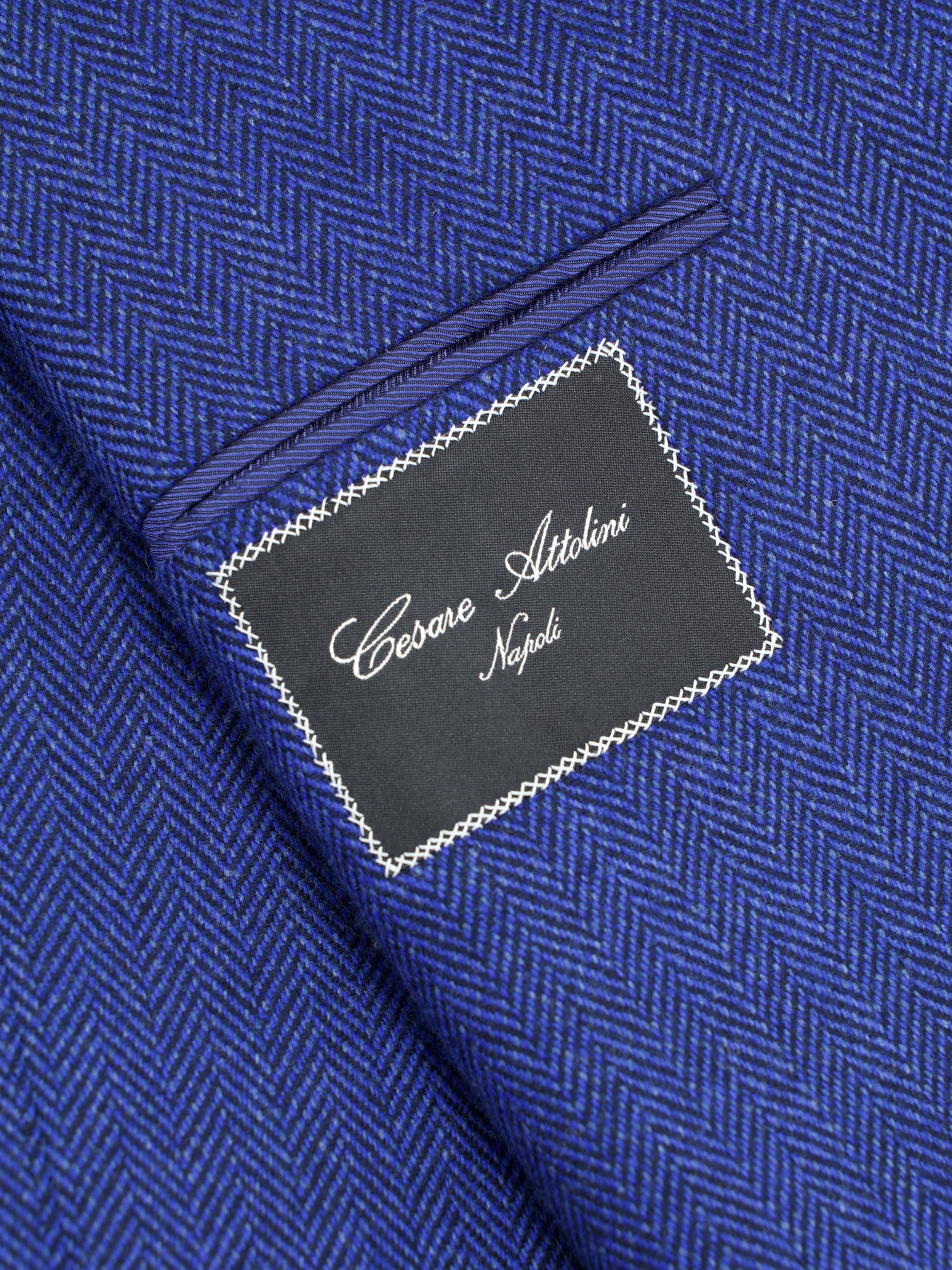 Cesare Attolini Royal Blue Geelong Wool Herringbone Jacket